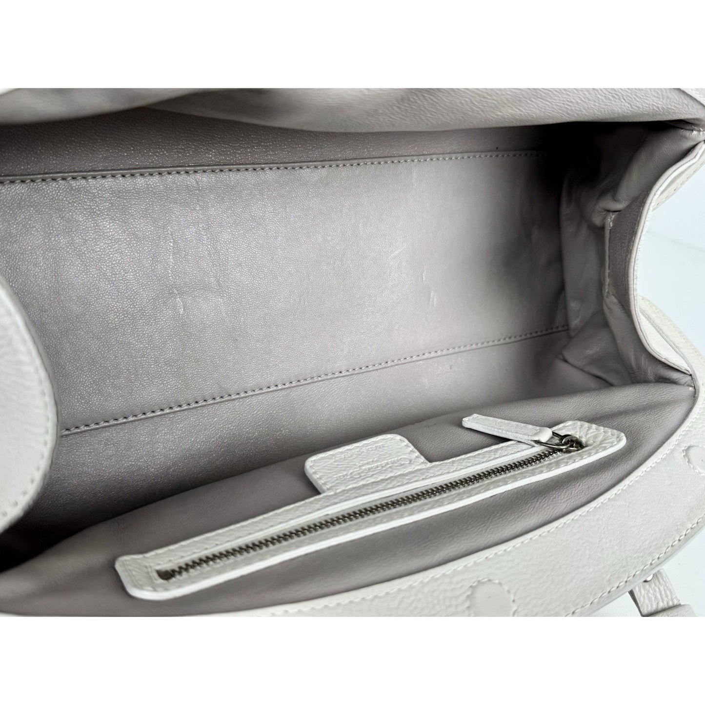 Christian Dior My Dior Frame Satchel White Leather Silver Hardware