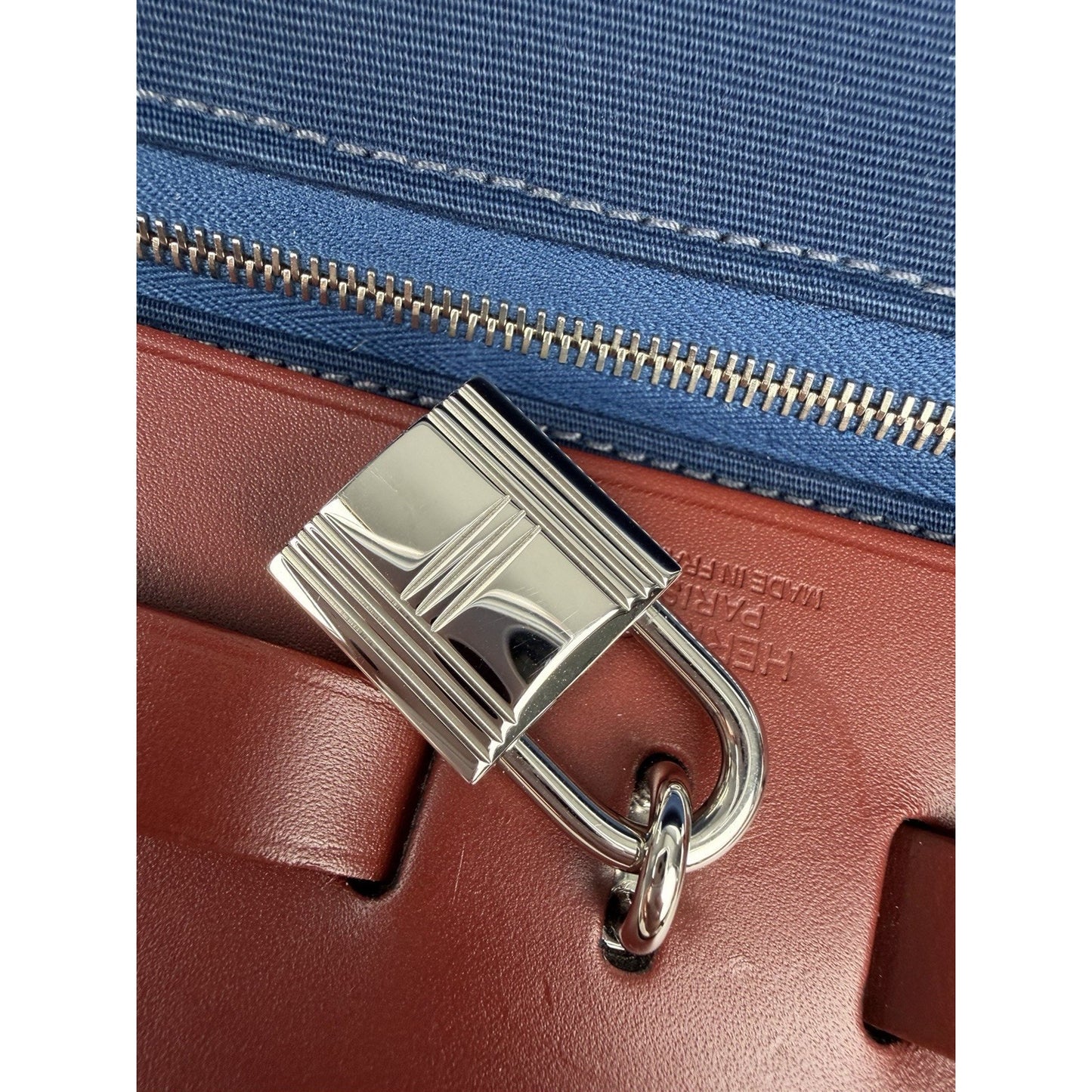 Hermes Herbag Zip 39 MM Toile Vache Hunter Navy Canvas and Leather Trim 2015 D6