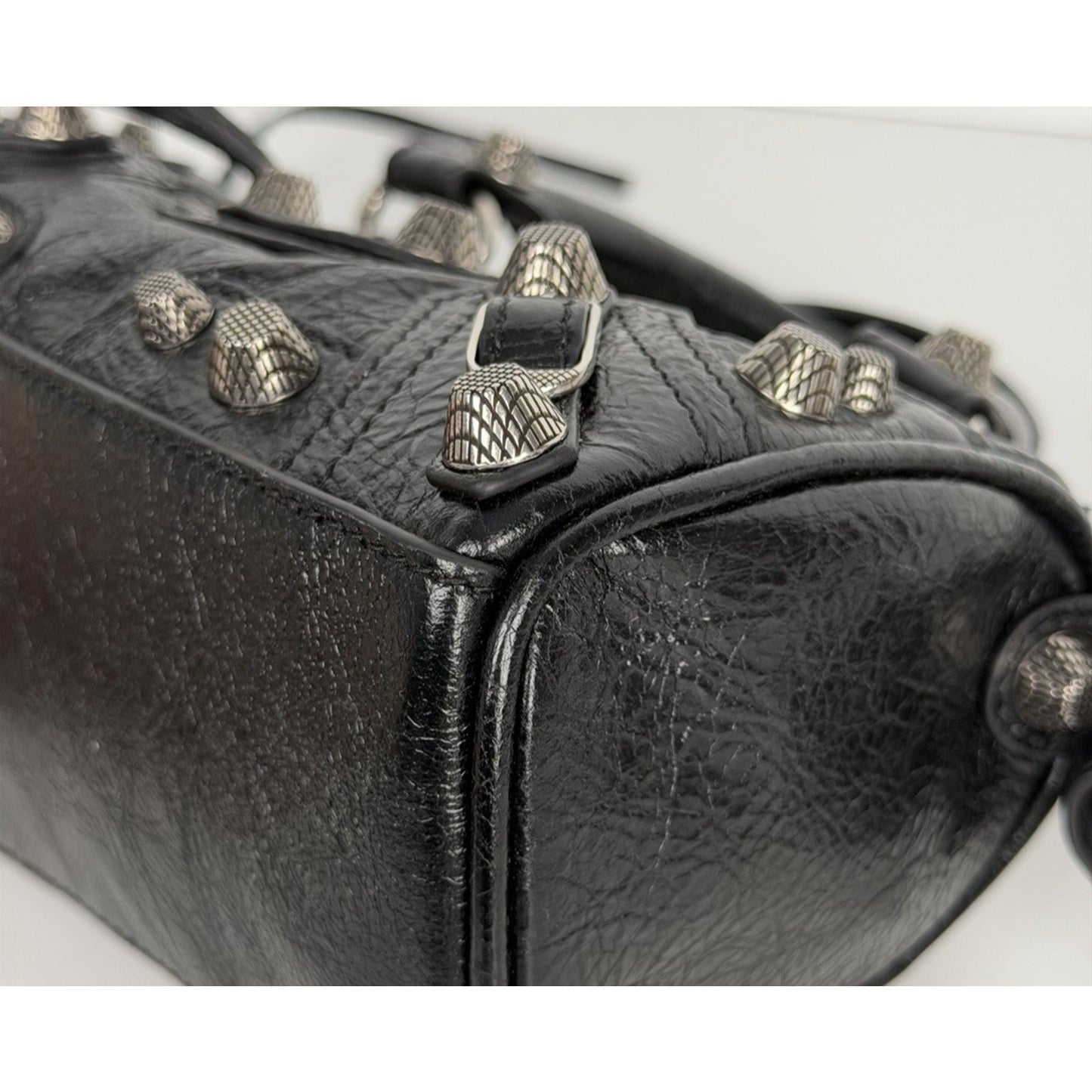 Balenciaga Neo Cagole Nano Duffle Bag in Black Leather Crinkled Finish D5