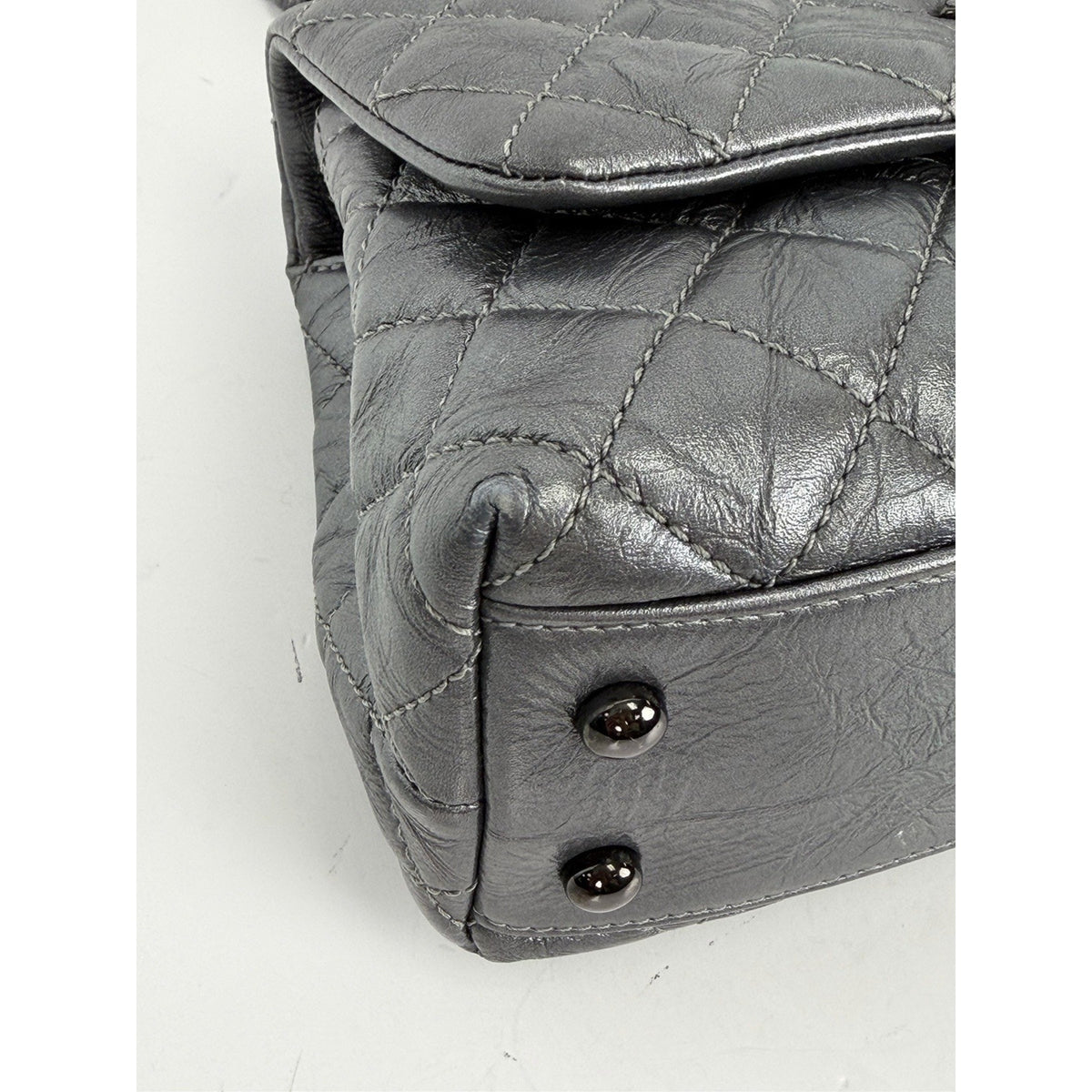 Chanel Coco Handle Flap Bag Small in Charcoal Gray Aged Calfskin Leather 2019 C4