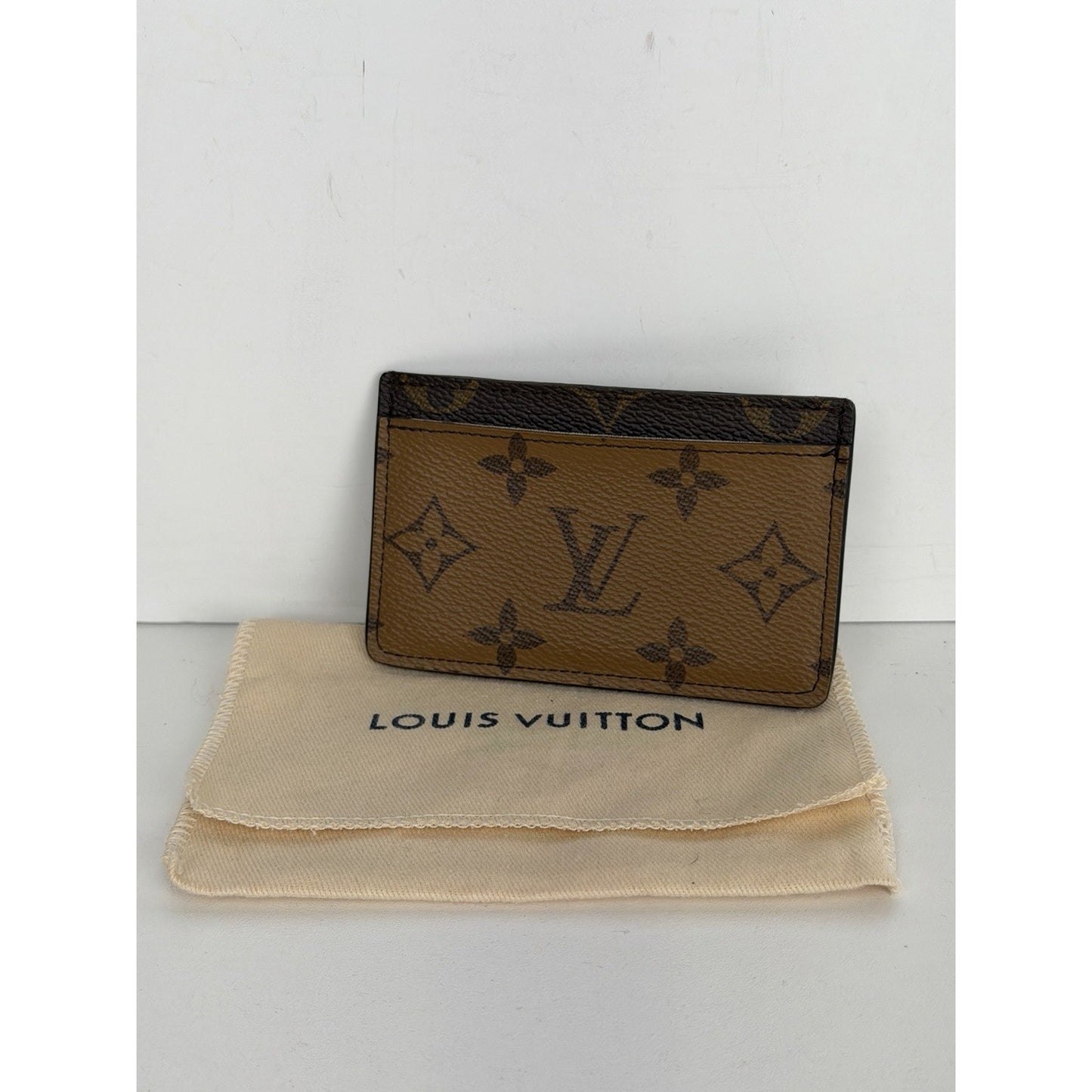 Louis Vuitton Reverse Monogram Card Holder Brown Coated Canvas NFC S11