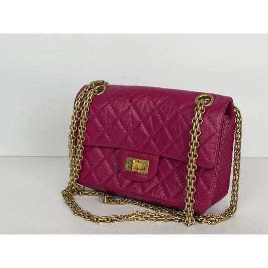 Chanel 2.55 Reissue Mini Flap Bag Quilted Calfskin Leather Pink Microchipped C9