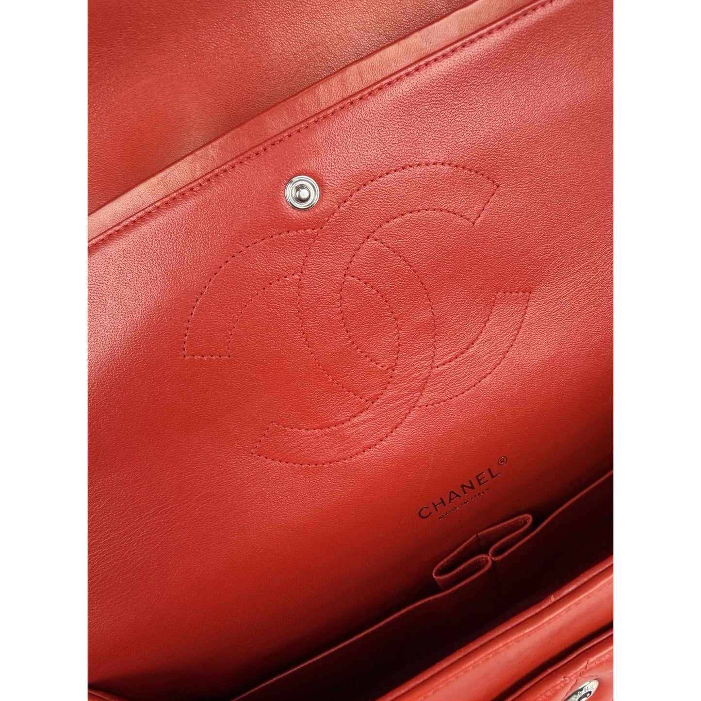 Chanel Classic Double Flap Maxi Bag in Orange Red Quilted Leather 2011 C8