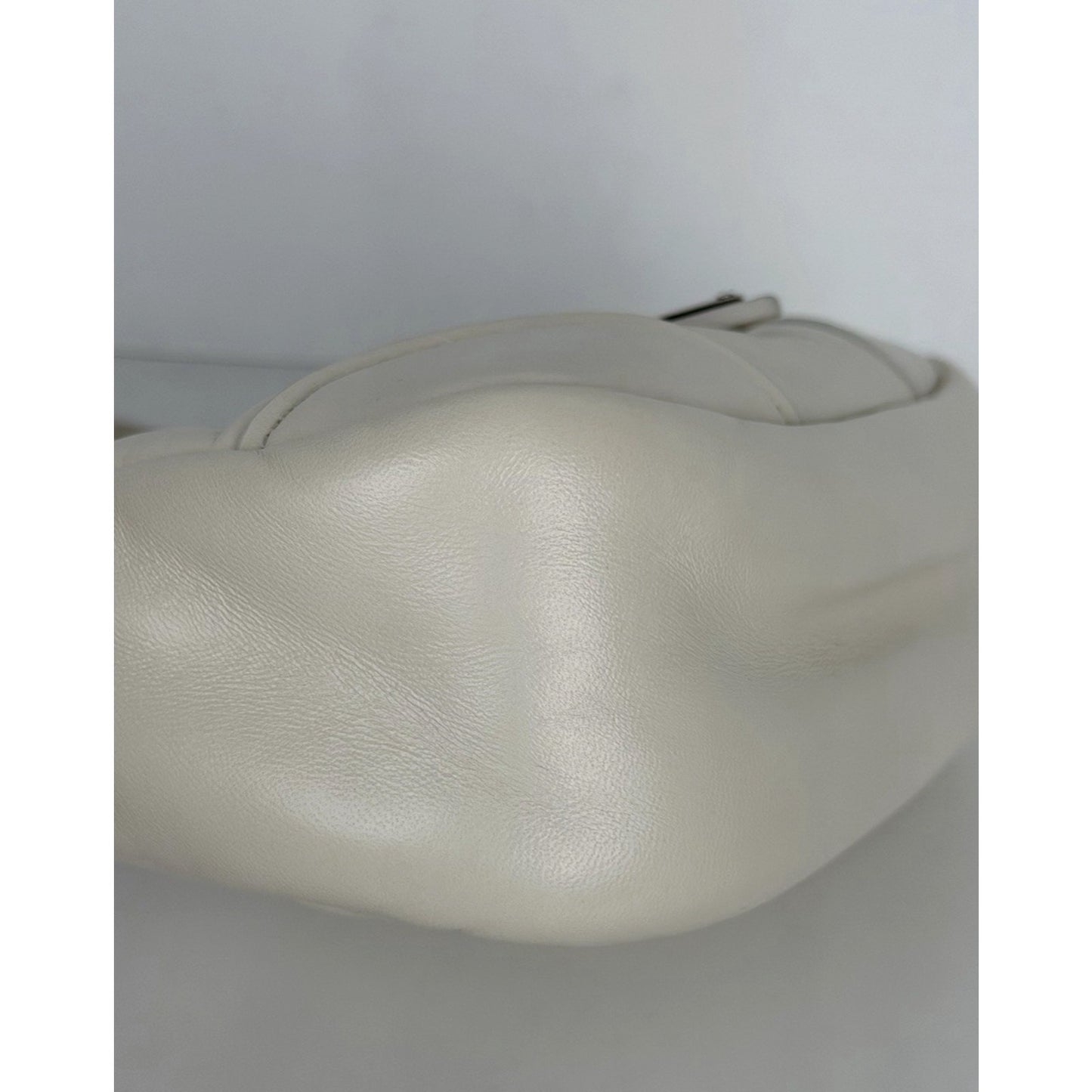 Prada Moon Padded Leather Small Hobo Bag in White Nappa Leather C9