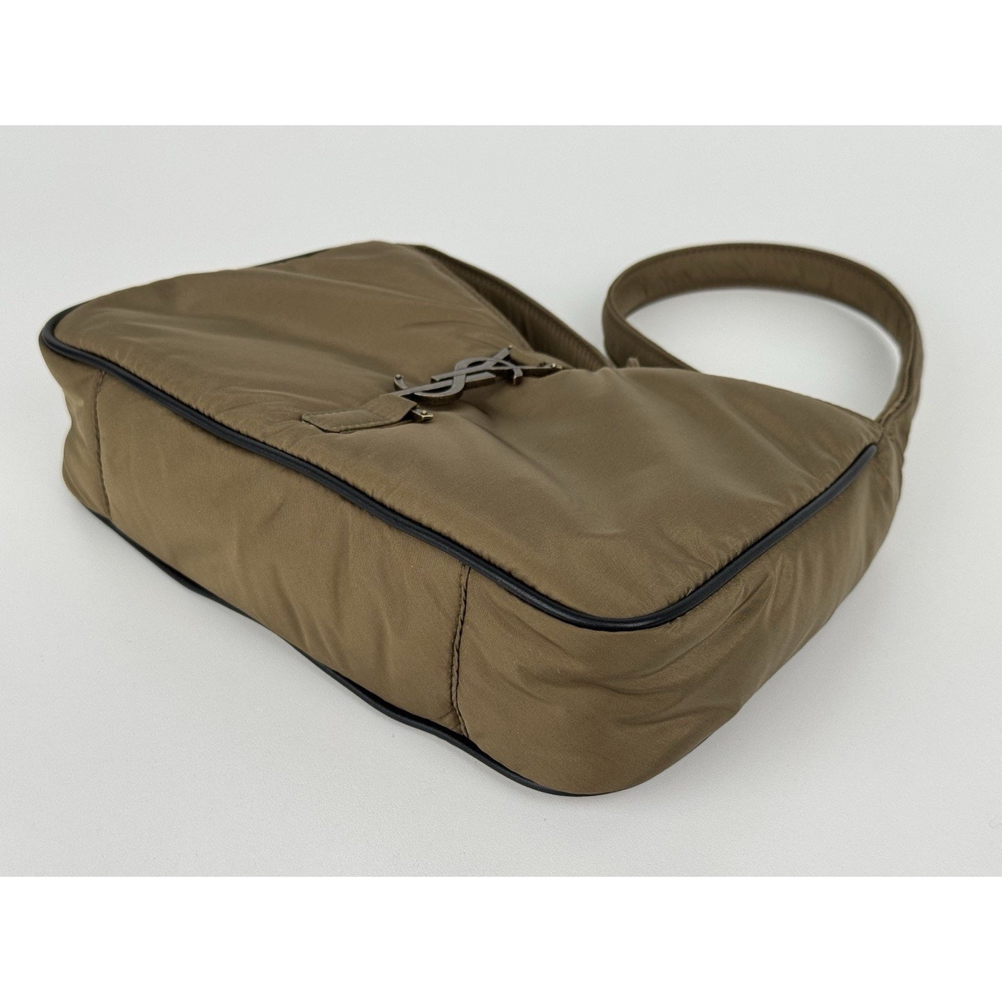 Saint Laurent Le 5 À 7 Hobo Bag Green Econyl Nylon with Bronze Hardware C-6