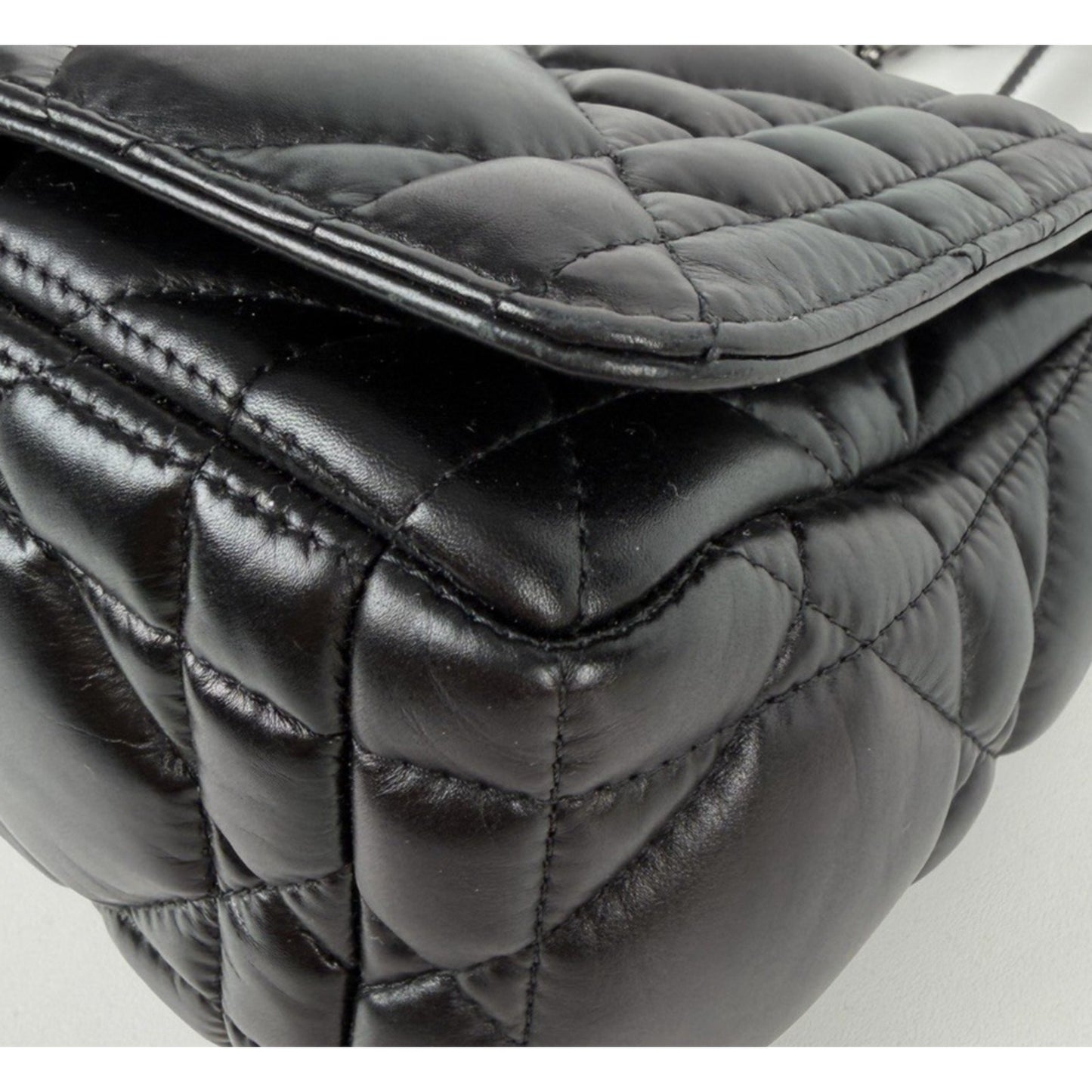 Christian Dior Caro Medium Bag in Black Quilted Puff Calfskin Leather E5