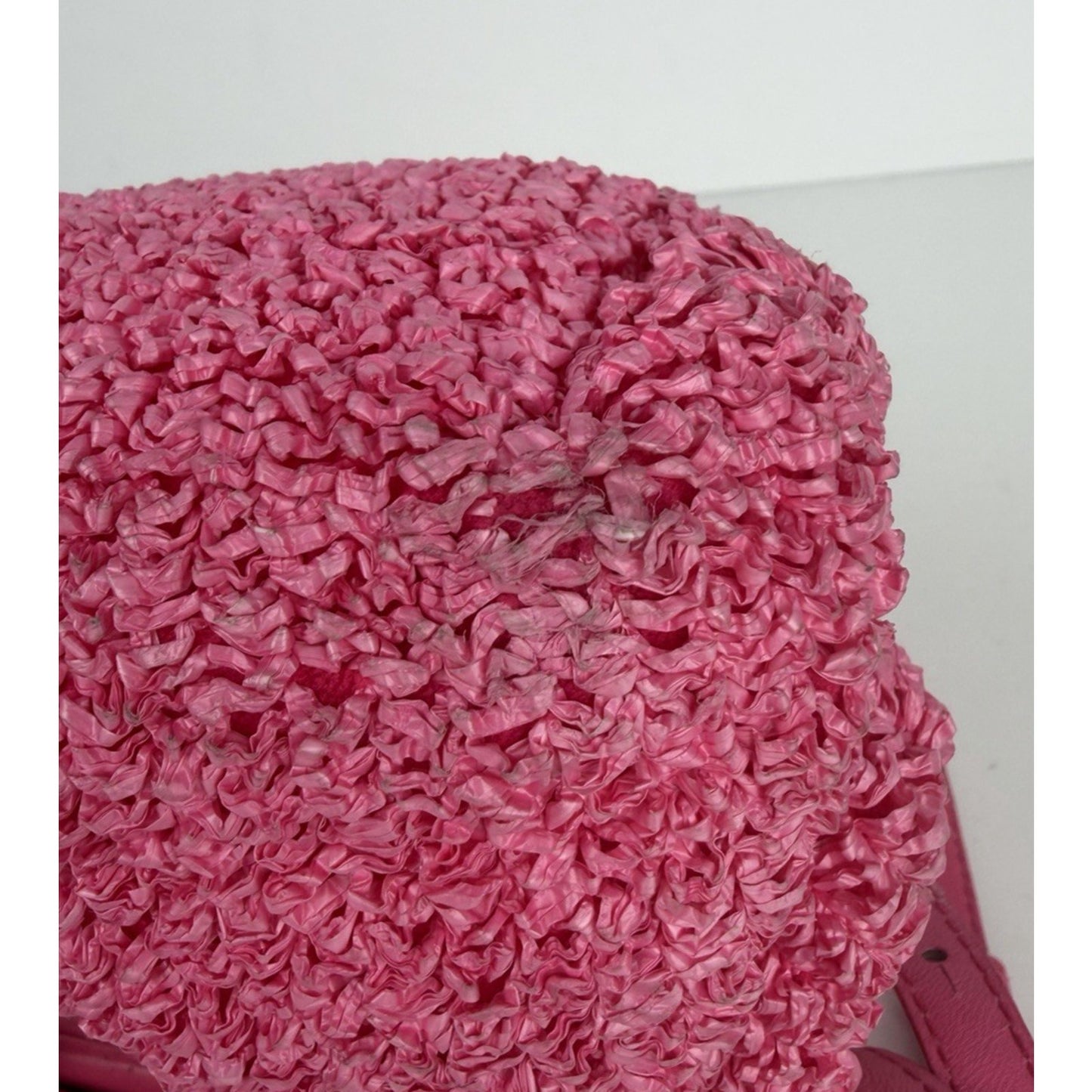 Bottega Veneta Boucle The Point Top Handle Bag Small in Pink Curly Raffia S19