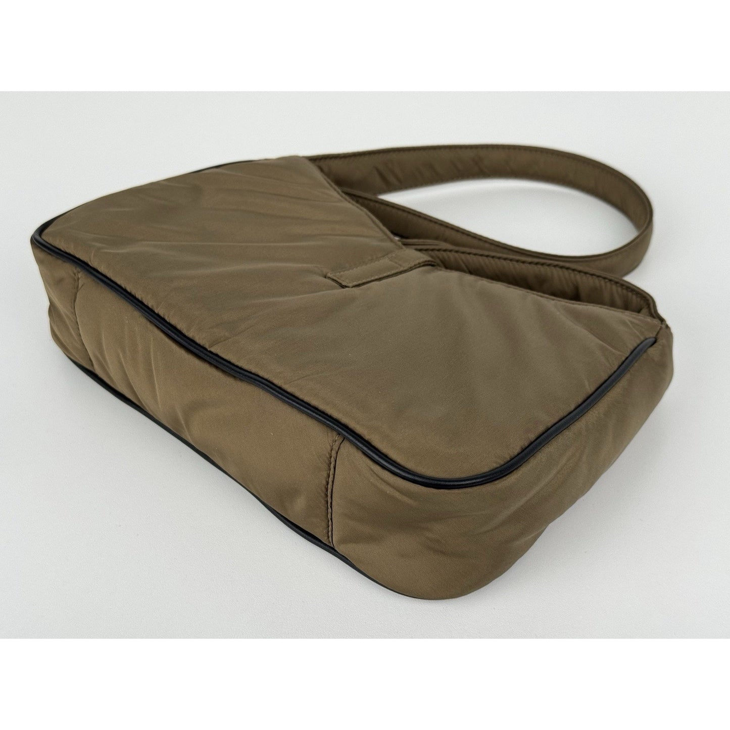 Saint Laurent Le 5 À 7 Hobo Bag Green Econyl Nylon with Bronze Hardware C-6