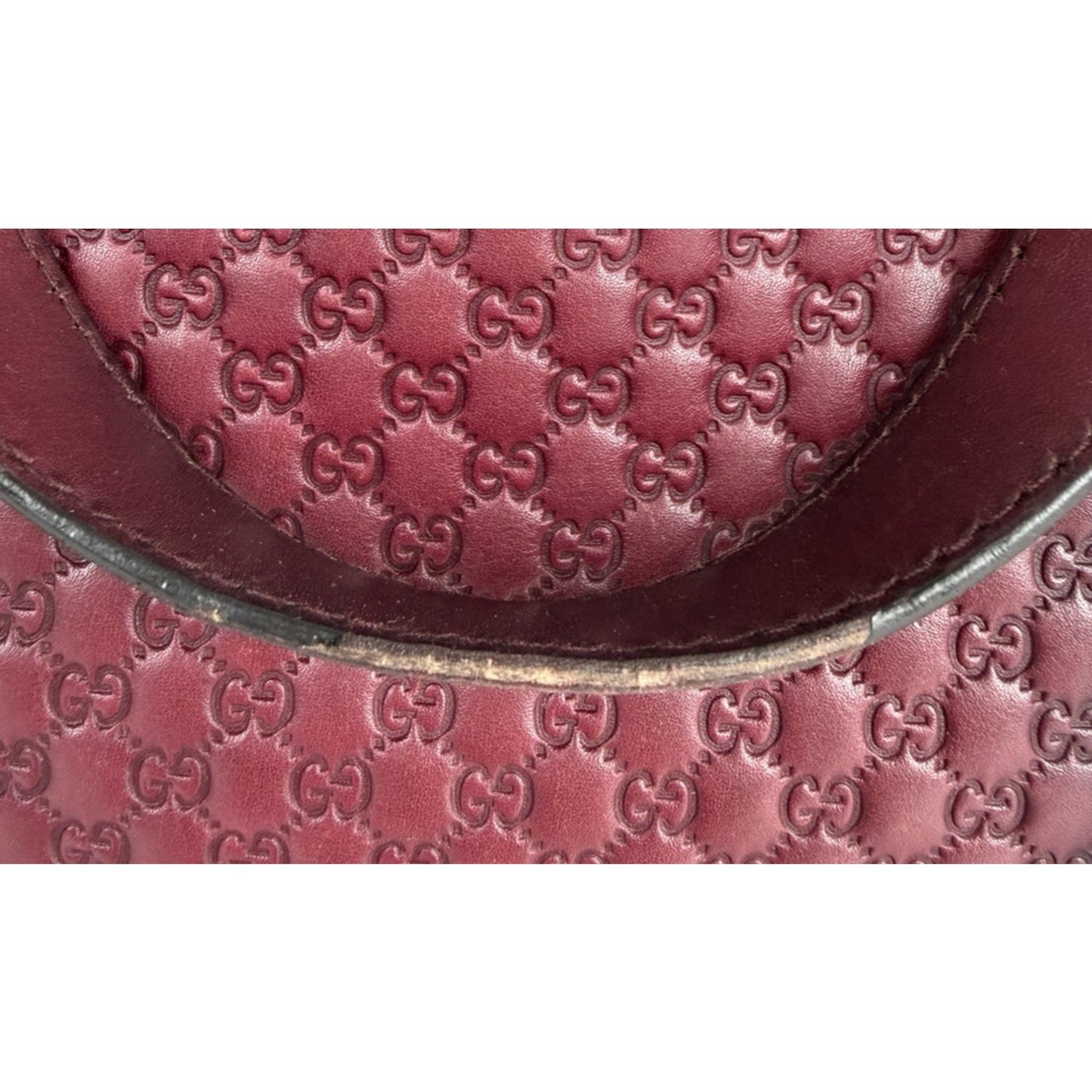 Gucci Duilio Brogue Boston Bag in Burgundy Microguccissima Embossed Leather S-16