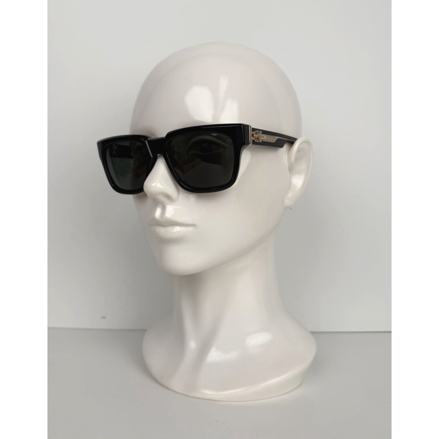 Chrome Hearts Box Officer Square Sunglasses 56 in Black with Dark Green Lenses