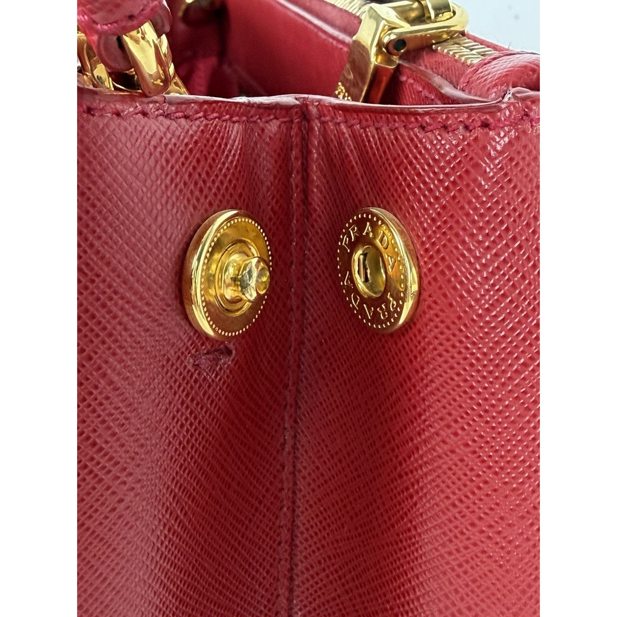Prada Galleria Medium Top Handle Bag in Red Saffiano Leather Signature Logo S-05