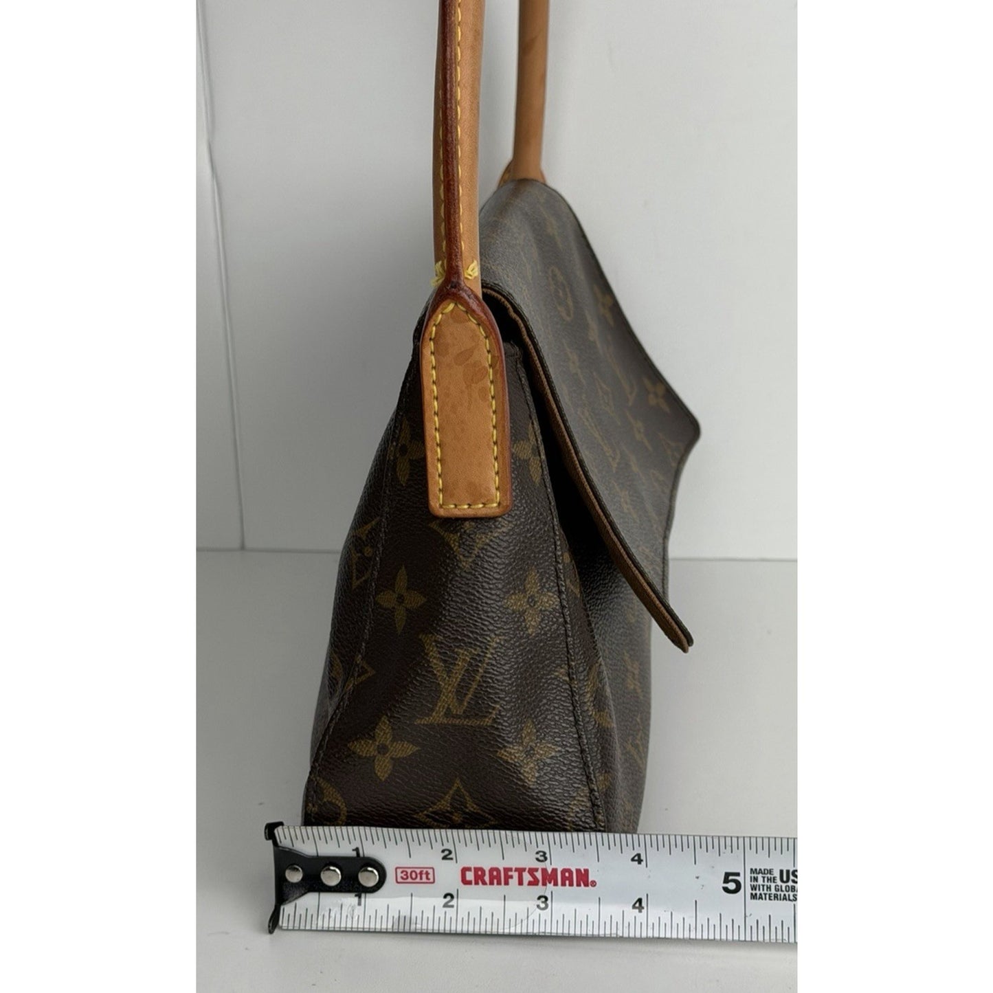 Louis Vuitton PM Looping Bag Monogram Canvas Vachetta Leather Handle 2006 S