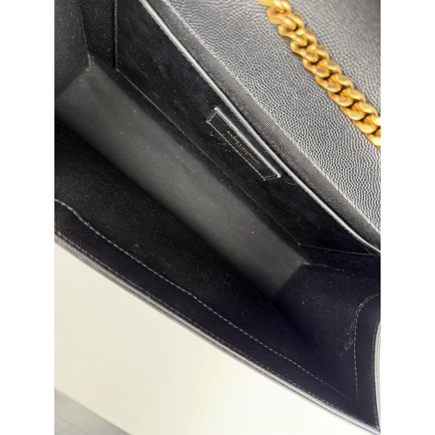 Saint Laurent Grain De Poudre Medium Classic Monogram Kate Satchel Black NFC S