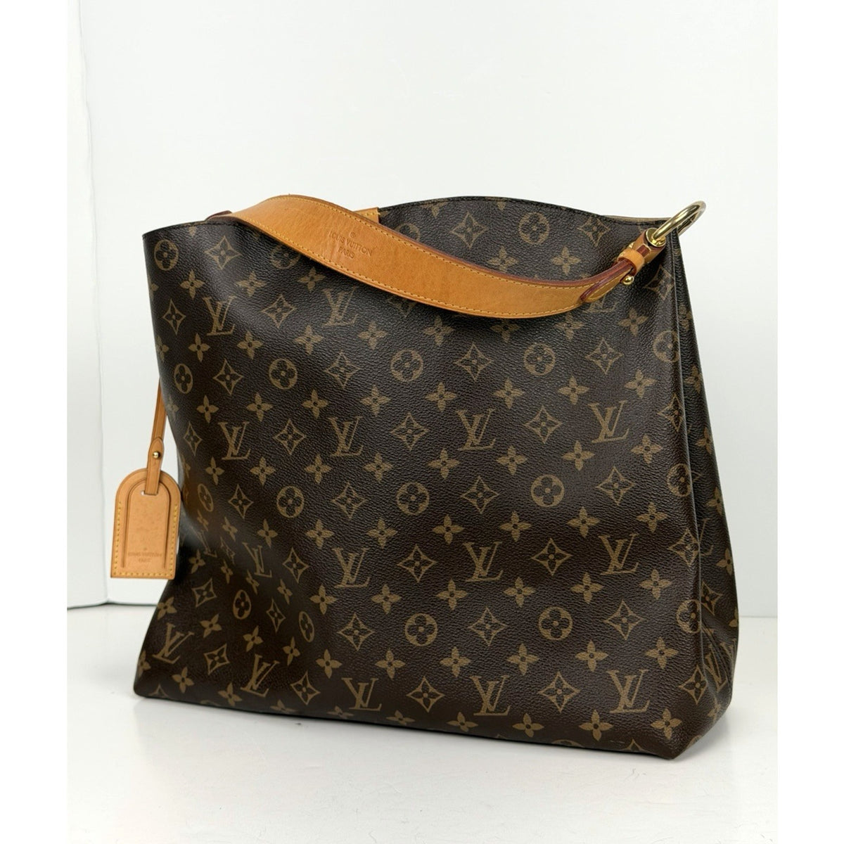 Louis Vuitton Graceful PM Tote Shoulder Bag Brown Monogram Coated Canvas 2017 F3
