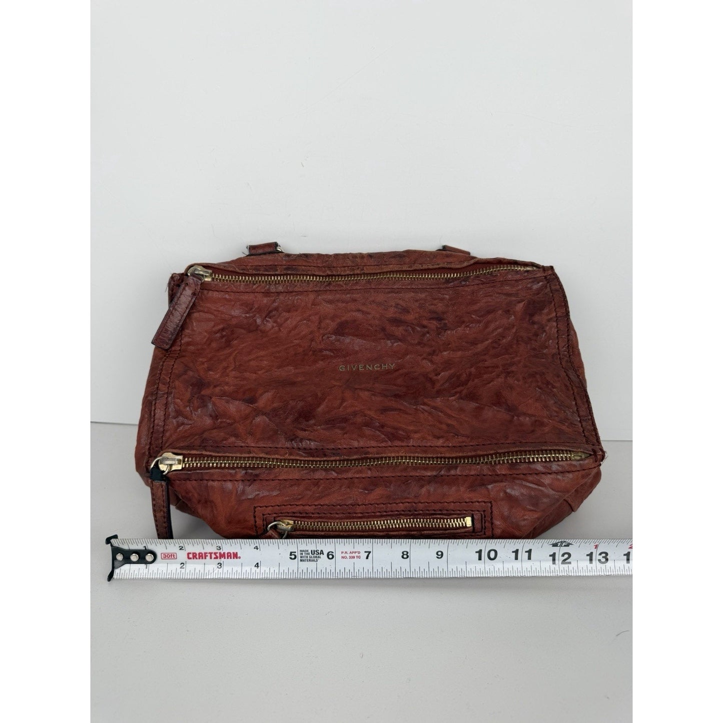 Givenchy Pandora Shoulder Bag Medium in Brick Wrinkled Sheepskin Leather S-08