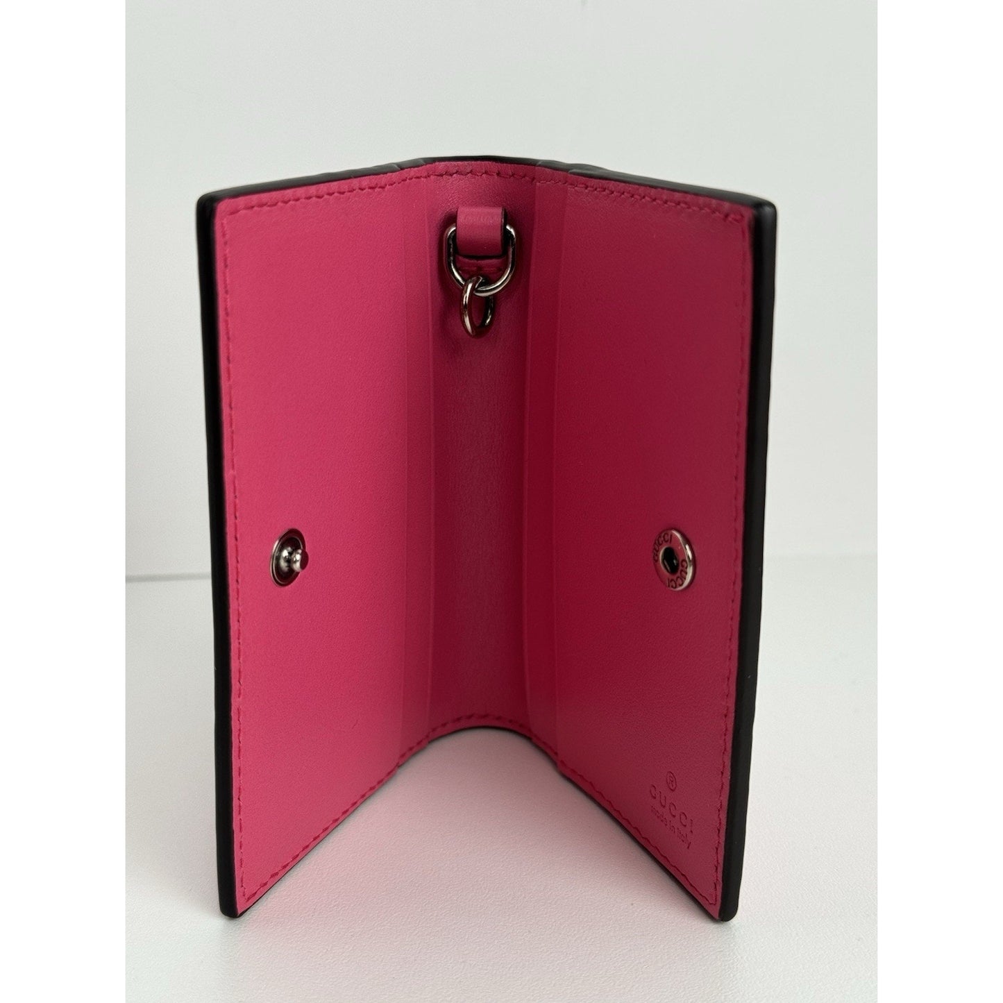 Gucci GG Perforated Leather Card Case in Pink C-1