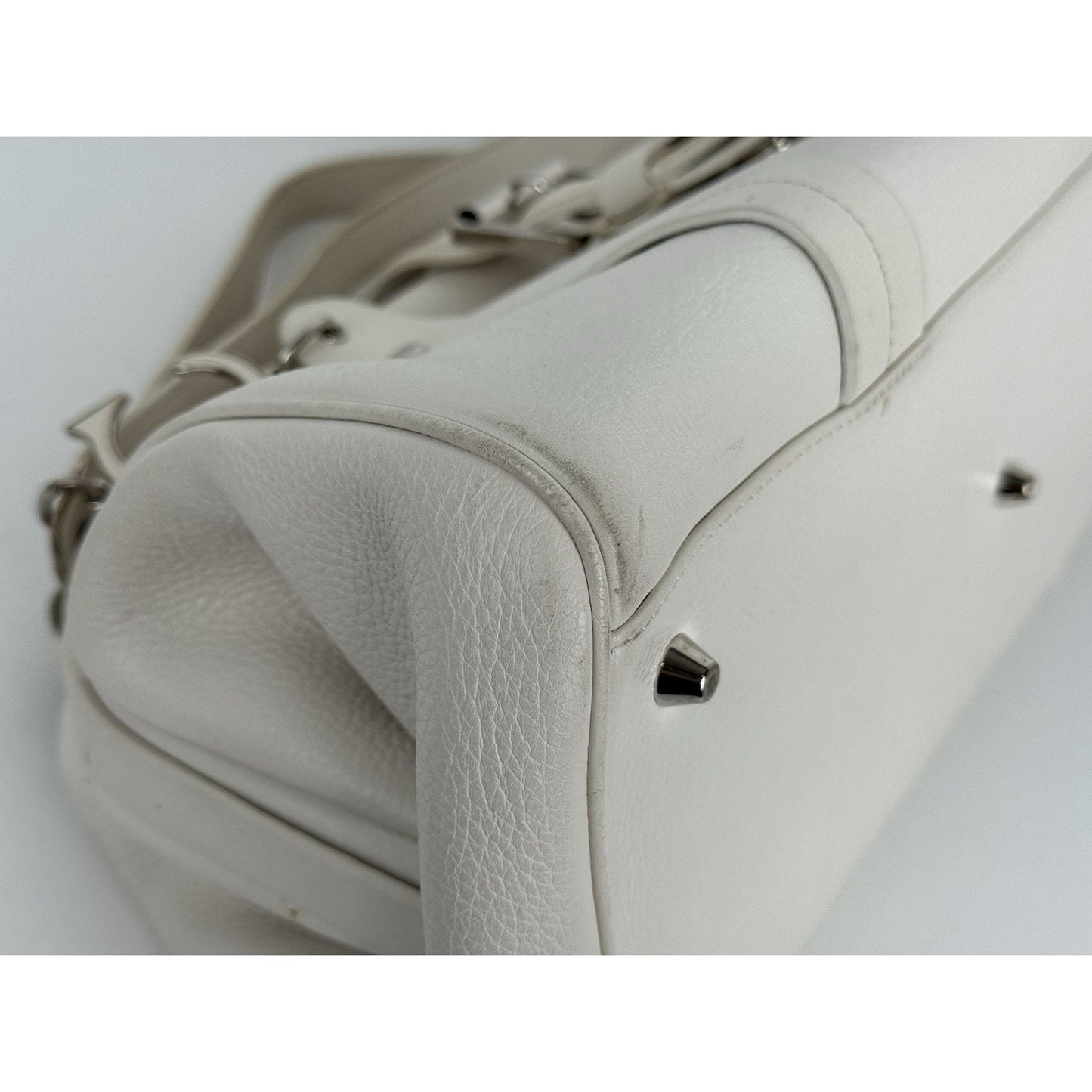 CHRISTIAN DIOR Leather Charm Satchel White