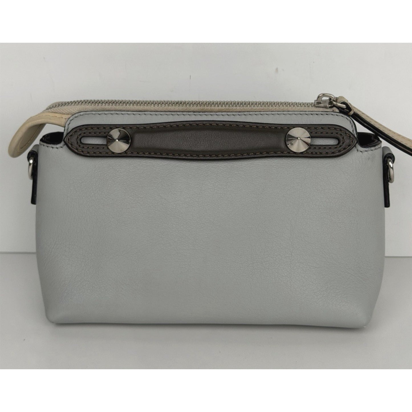 Fendi By The Way Handbag Mini Light Blue and Gray Leather with Etoupe DetailsS06