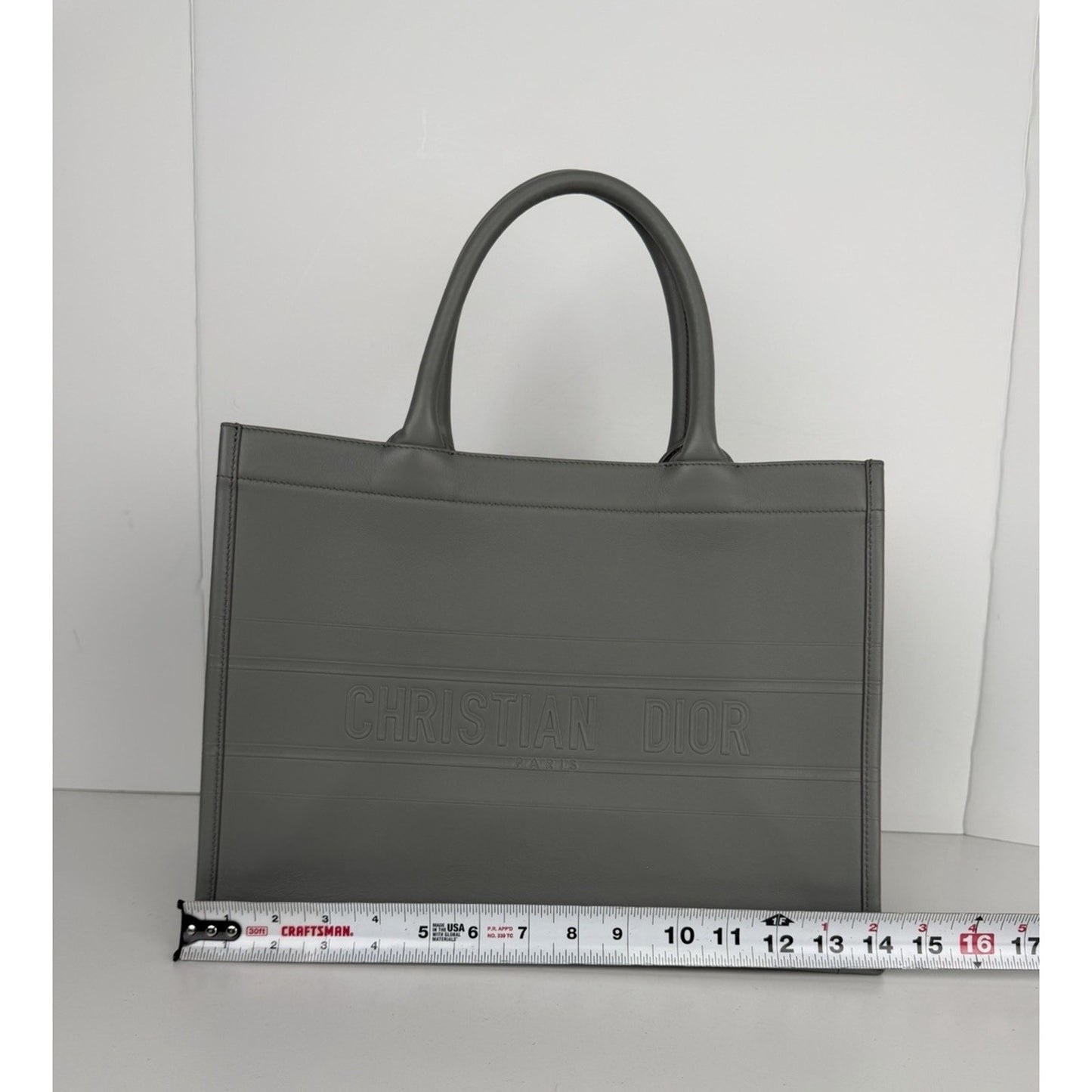 Christian Dior Book Tote Bag Medium in Gray Calfskin Leather 2020 S