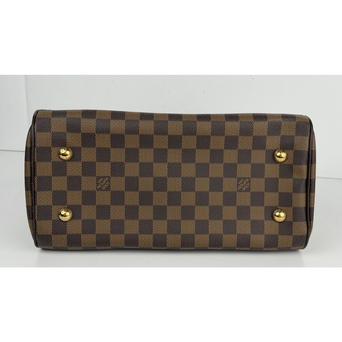 Louis Vuitton Duomo HandBag Damier Ebene & Brown Pattern Leather Handles 2006 S