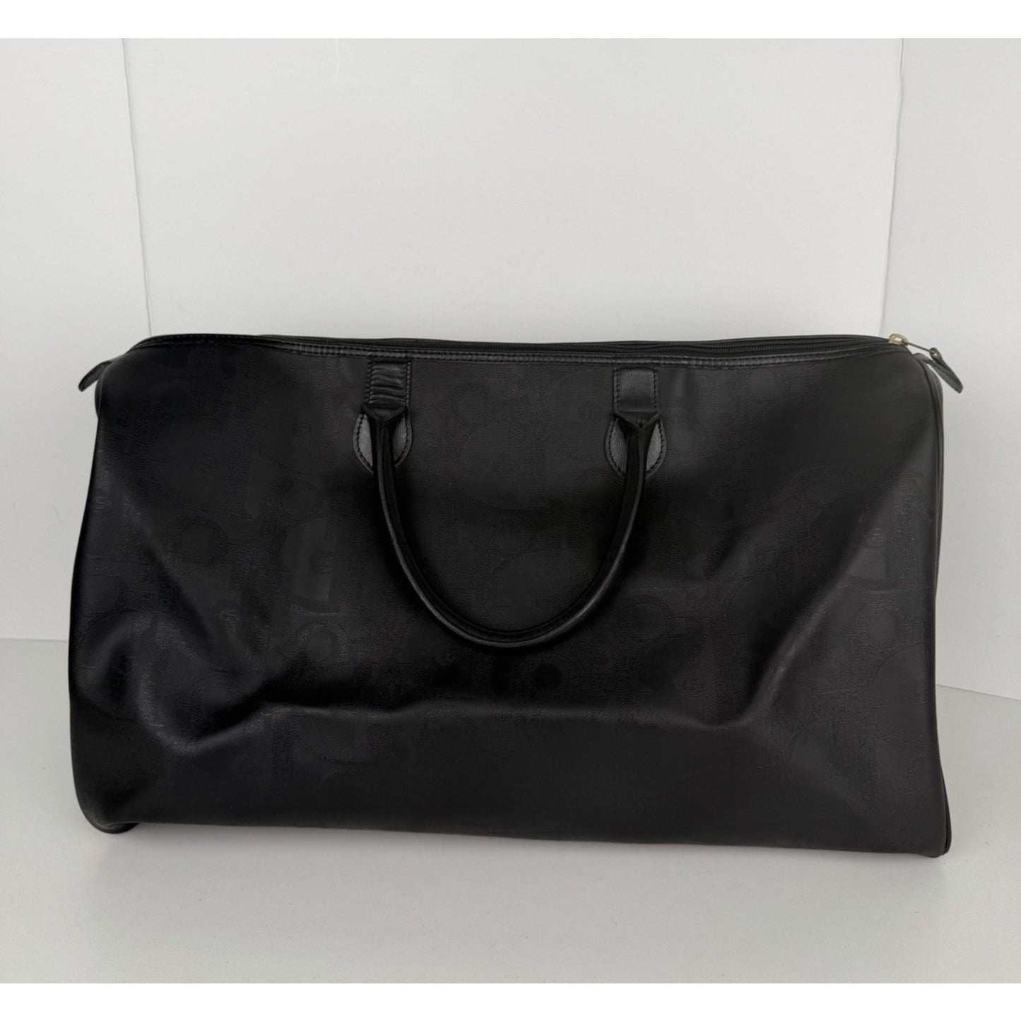Christian Dior Trotter Boston Travel Duffel Bag Vintage in Black Leather S
