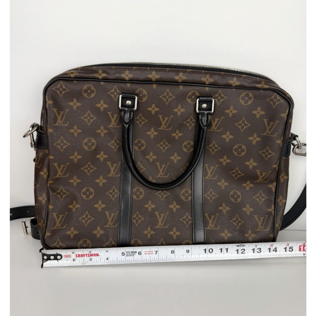 Louis Vuitton Porte-Documents Voyage Briefcase Bag PM in Brown Canvas 2017 S-19
