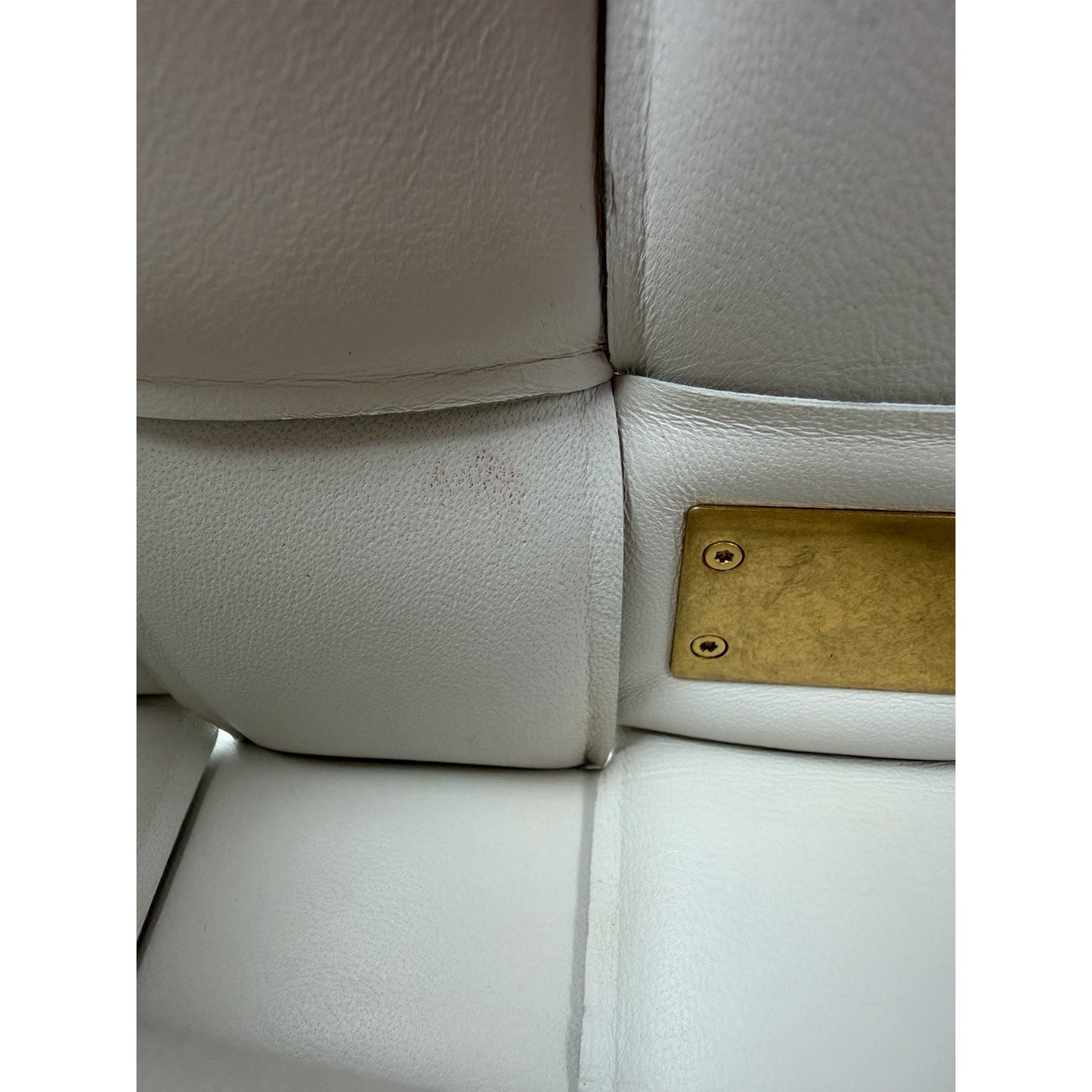 Bottega Veneta Padded Chain Cassette Bag Medium in White Intrecciato Leather S