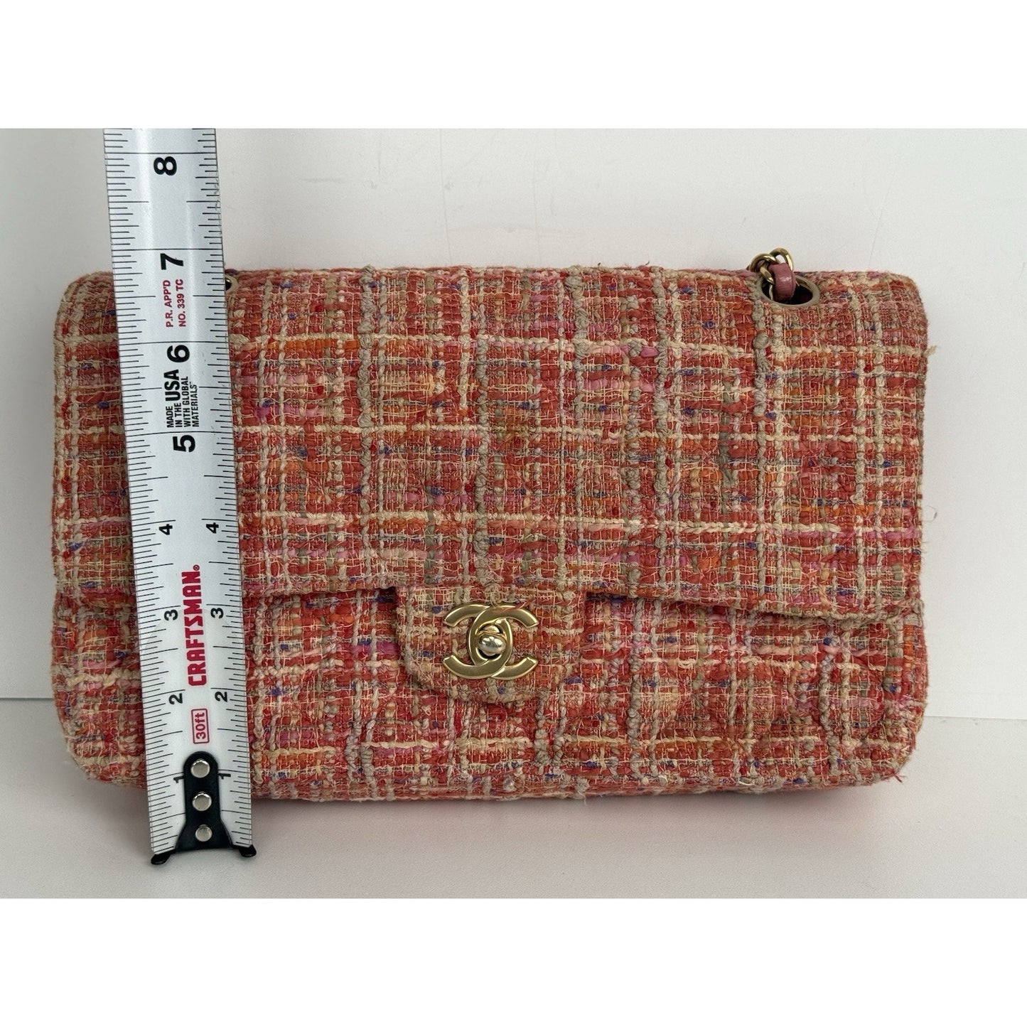 Chanel Classic Medium Multicolor Tweed Double Flap Shoulder Bag B-5