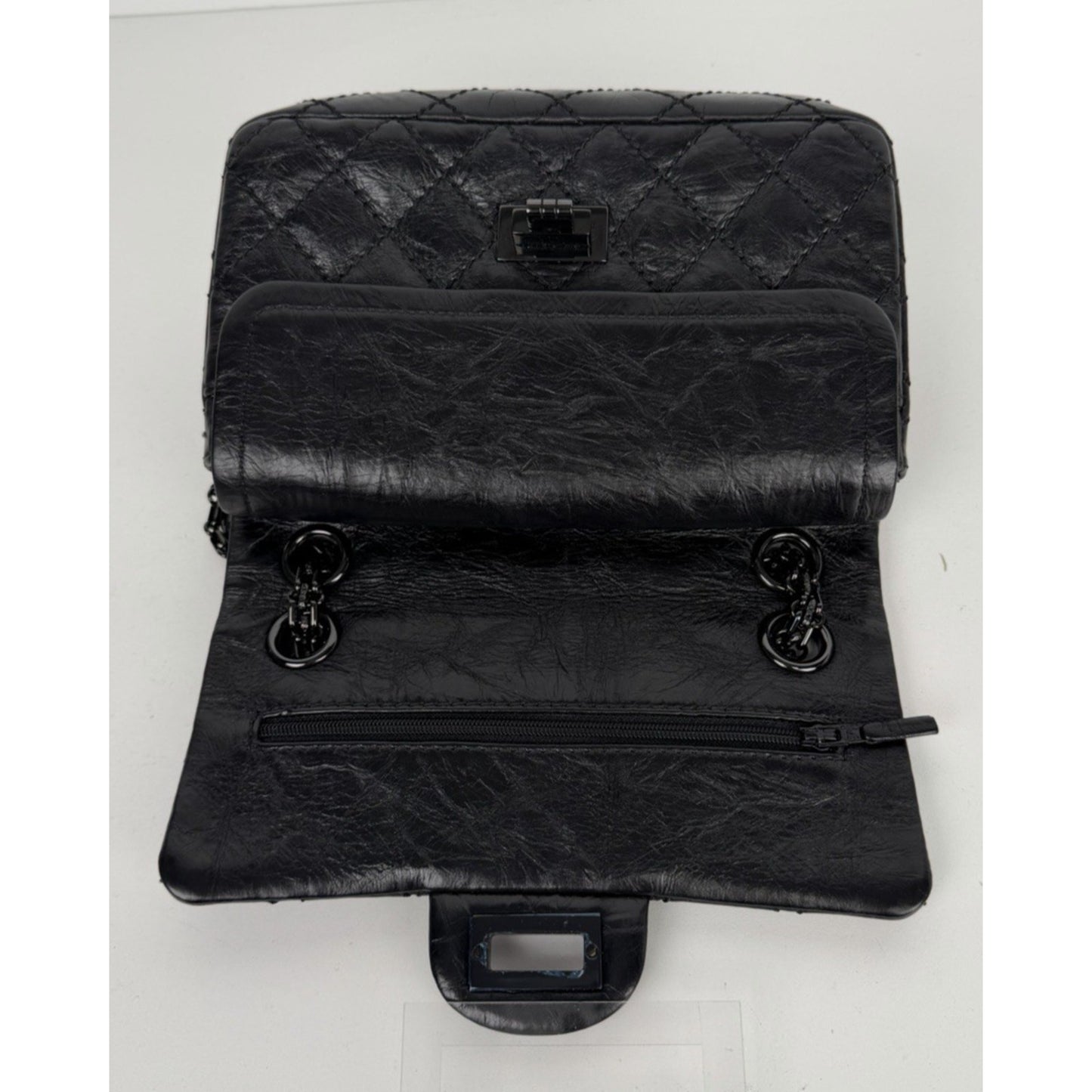 Chanel 2.55 Reissue Mini Flap Bag in Black Aged Calfskin Leather 2017 D5