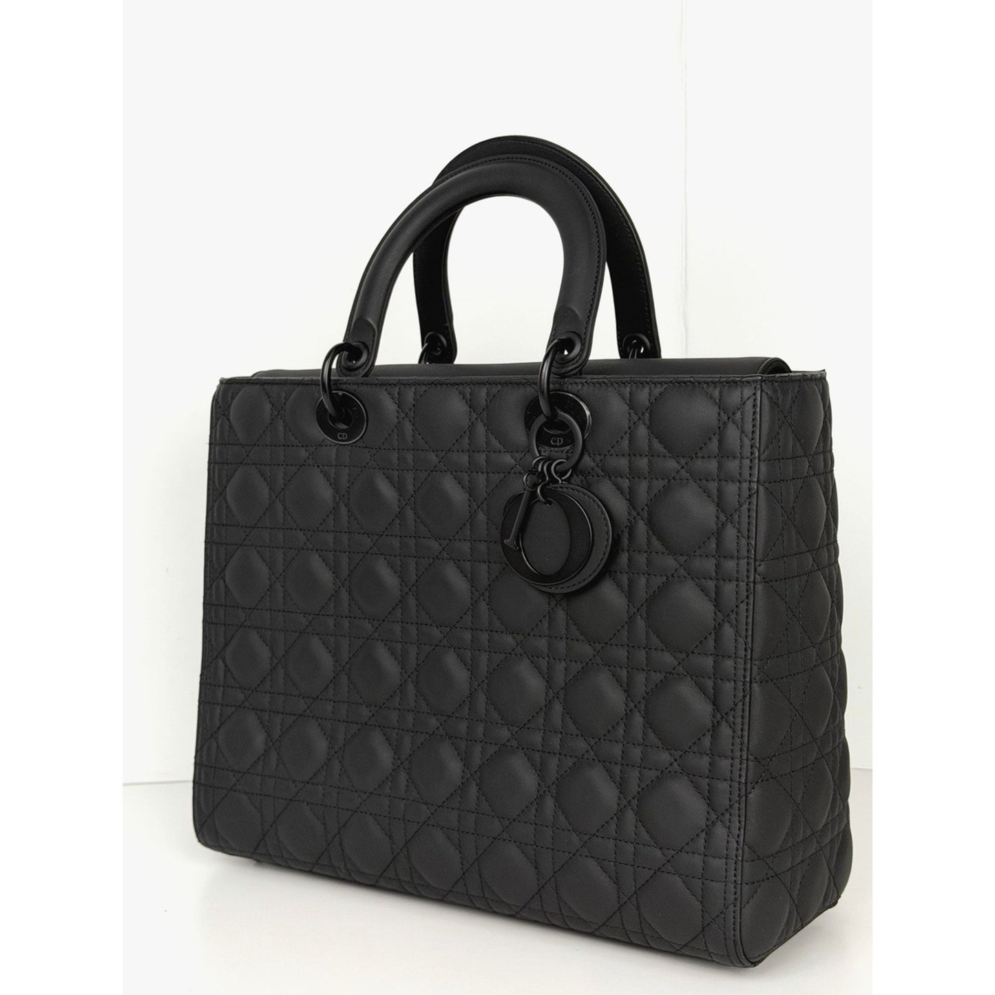Christian Dior Ultra Matte Lady Dior Bag Large in Black Cannage Leather 2019 S