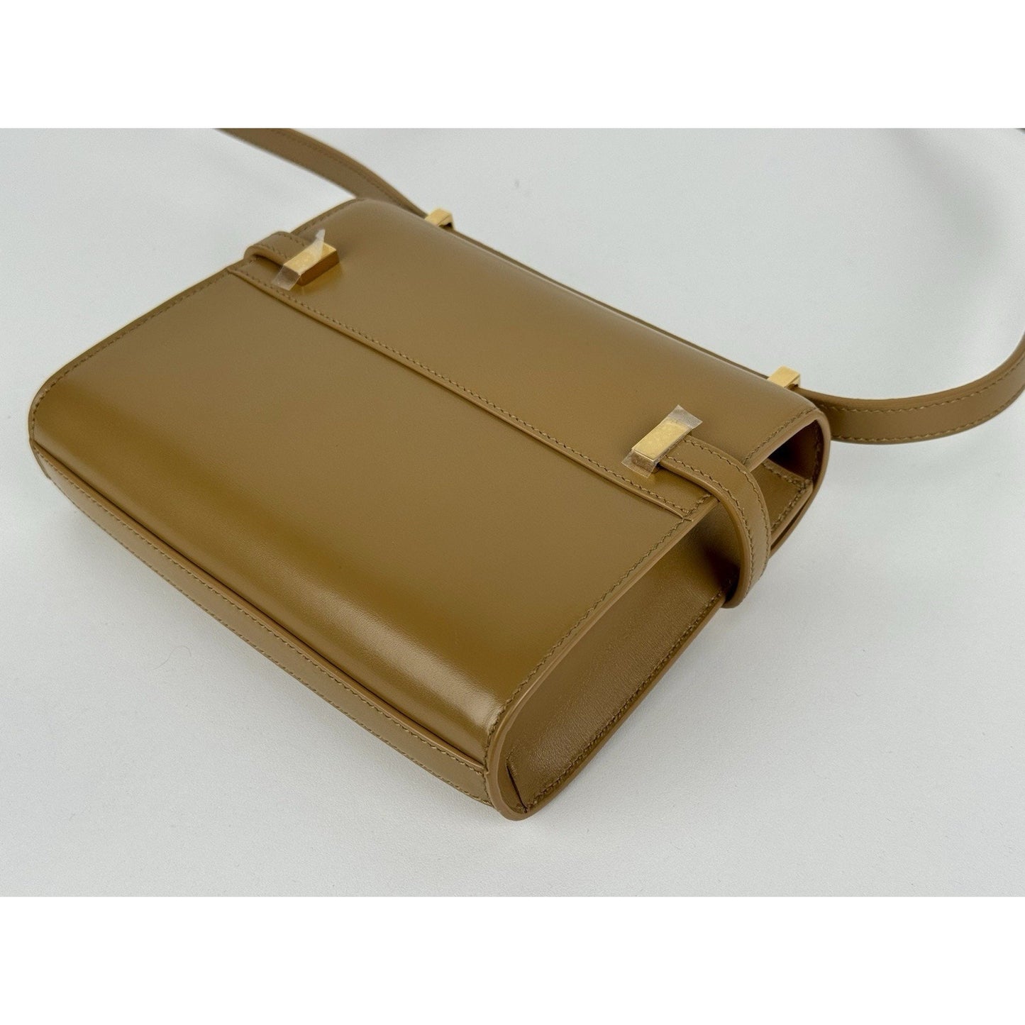 Saint Laurent Smooth Calfskin Mini Manhattan Shoulder Bag in Brown