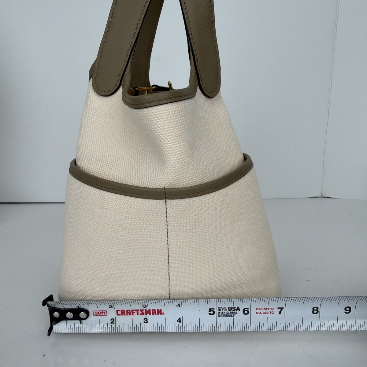 Hermes Picotin Lock 18 Cargo Top Handle Bag in Ecru Etoupe Canvas 2023 F4