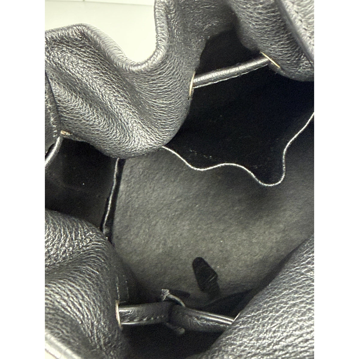 Balenciaga Everyday XS Bucket Bag in Black Grained Leather with White Logo S-10