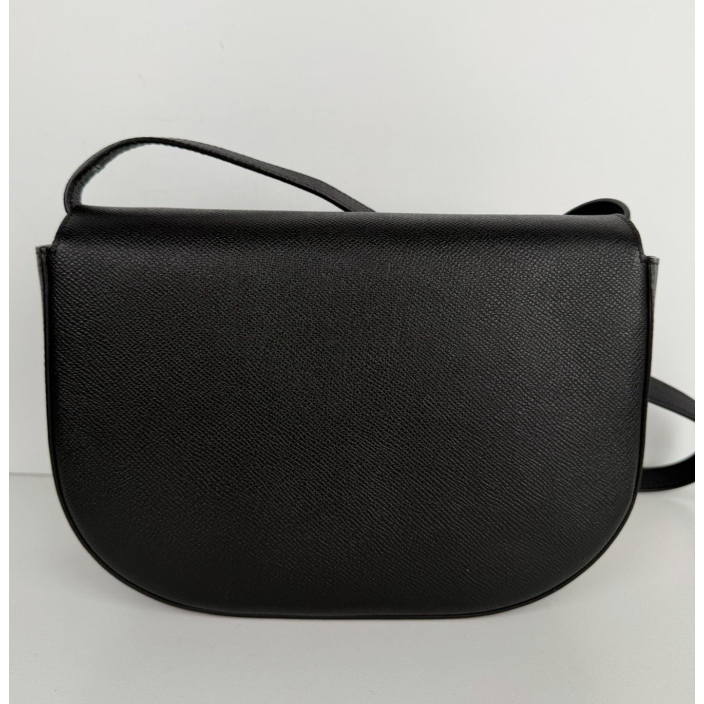 Balenciaga Ville Day Crossbody Bag in Black Grained Leather with White Logo S-16
