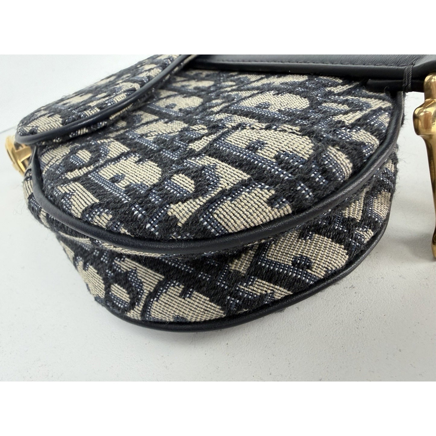 Dior Saddle Bag Mini in Blue Oblique Jacquard Canvas Gold-Tone Hardware 2018 C-9
