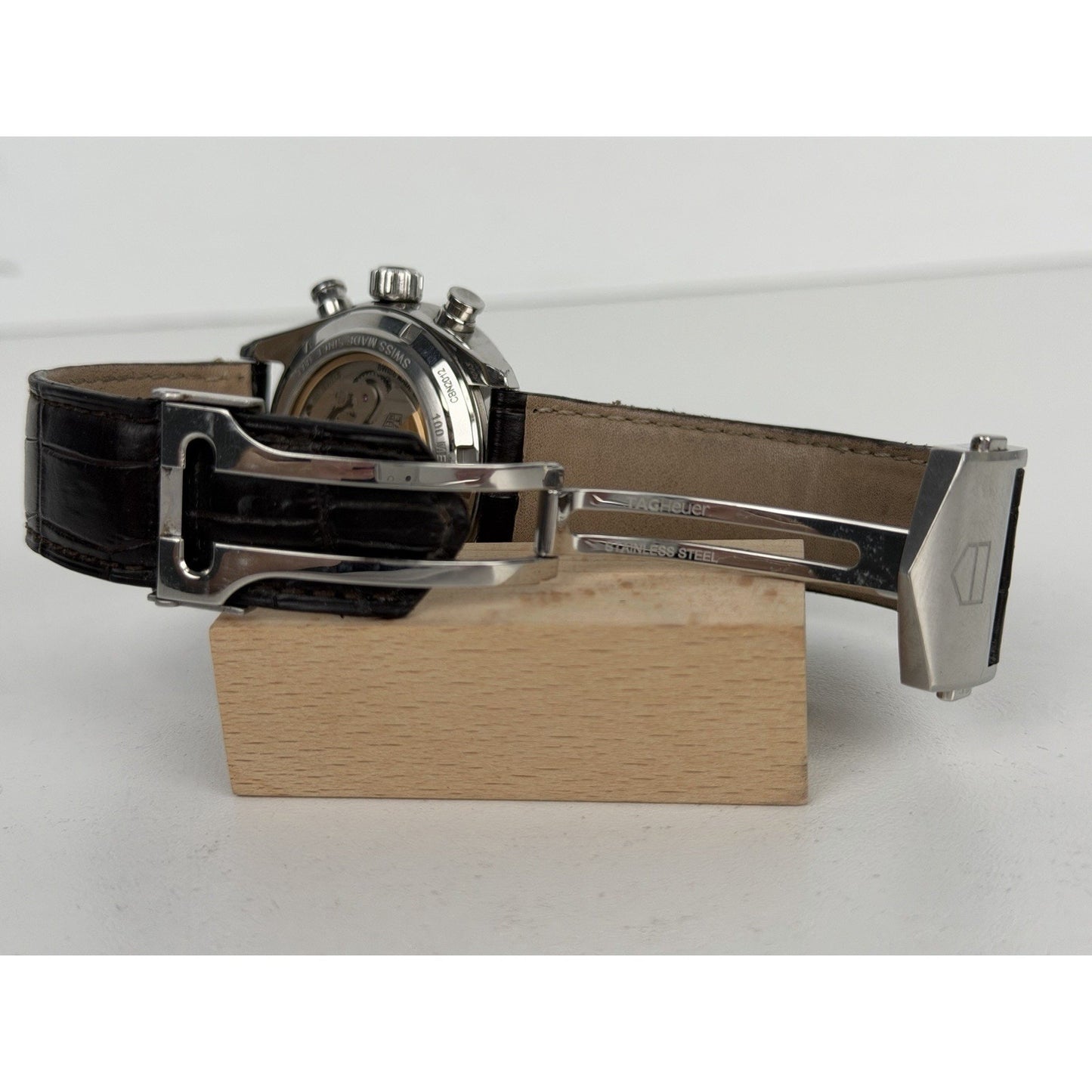TAG Heuer Carrera Chronograph Automatic Watch with Gray Dial and Leather Strap