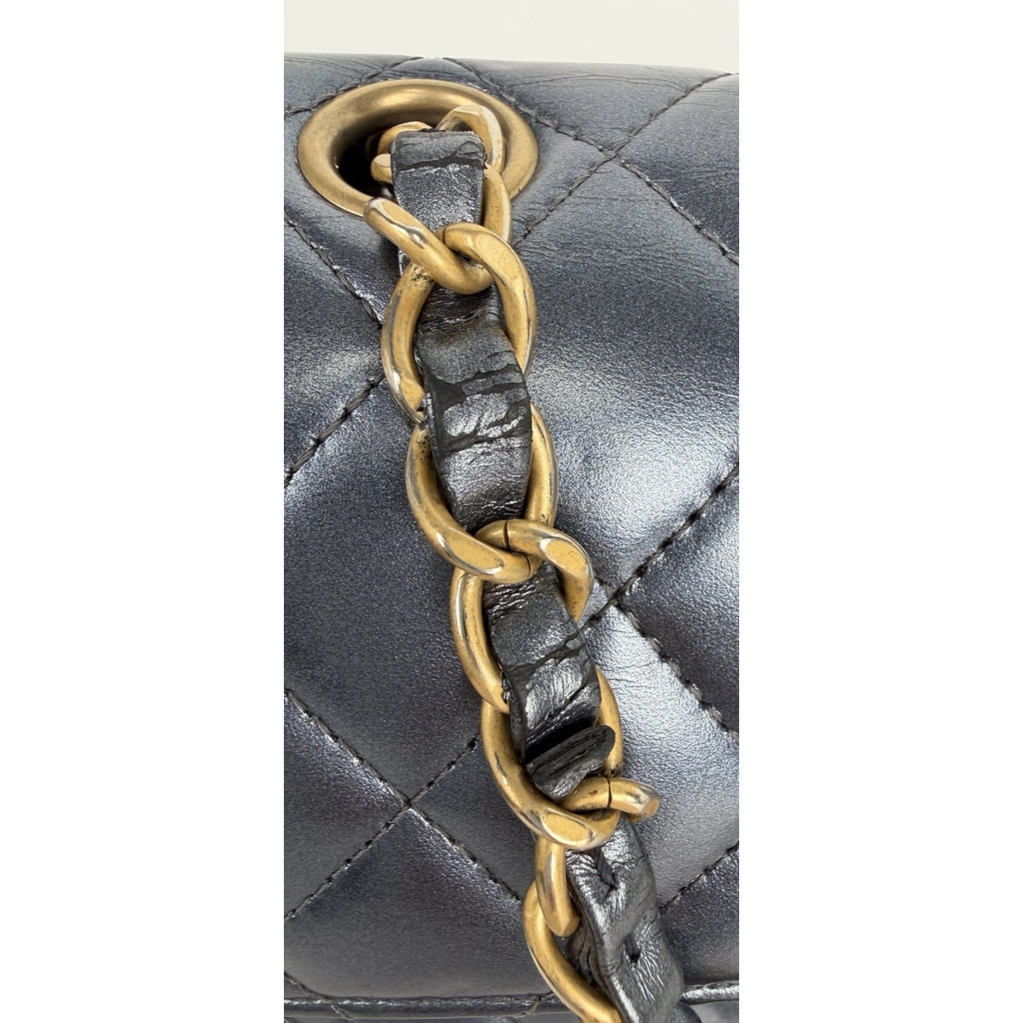 Chanel Classic Double Flap Bag Small in Metallic Navy Quilted Leather NFC B-6