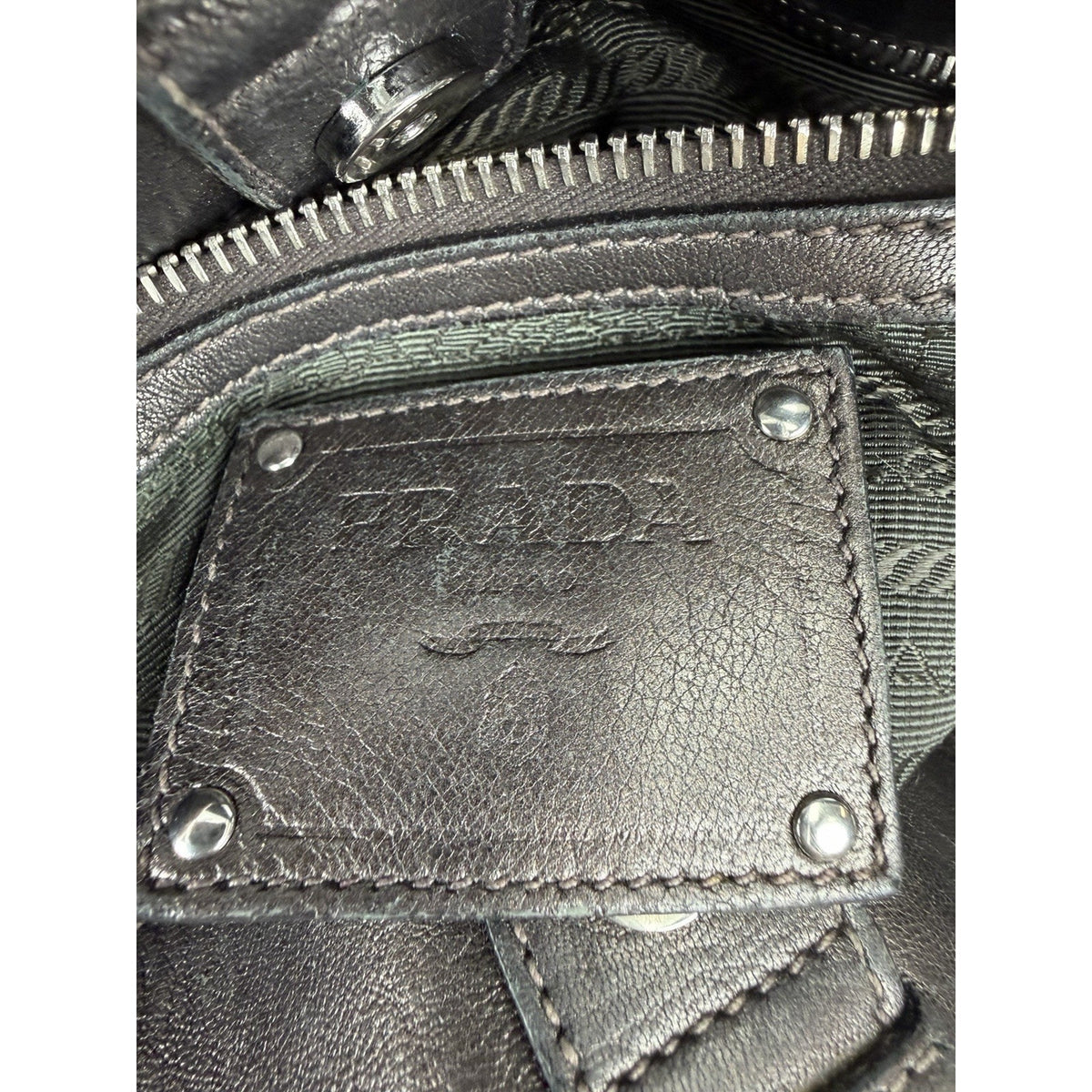 Prada Nappa PM Shoulder Bag in Brown Ruffle Leather S02