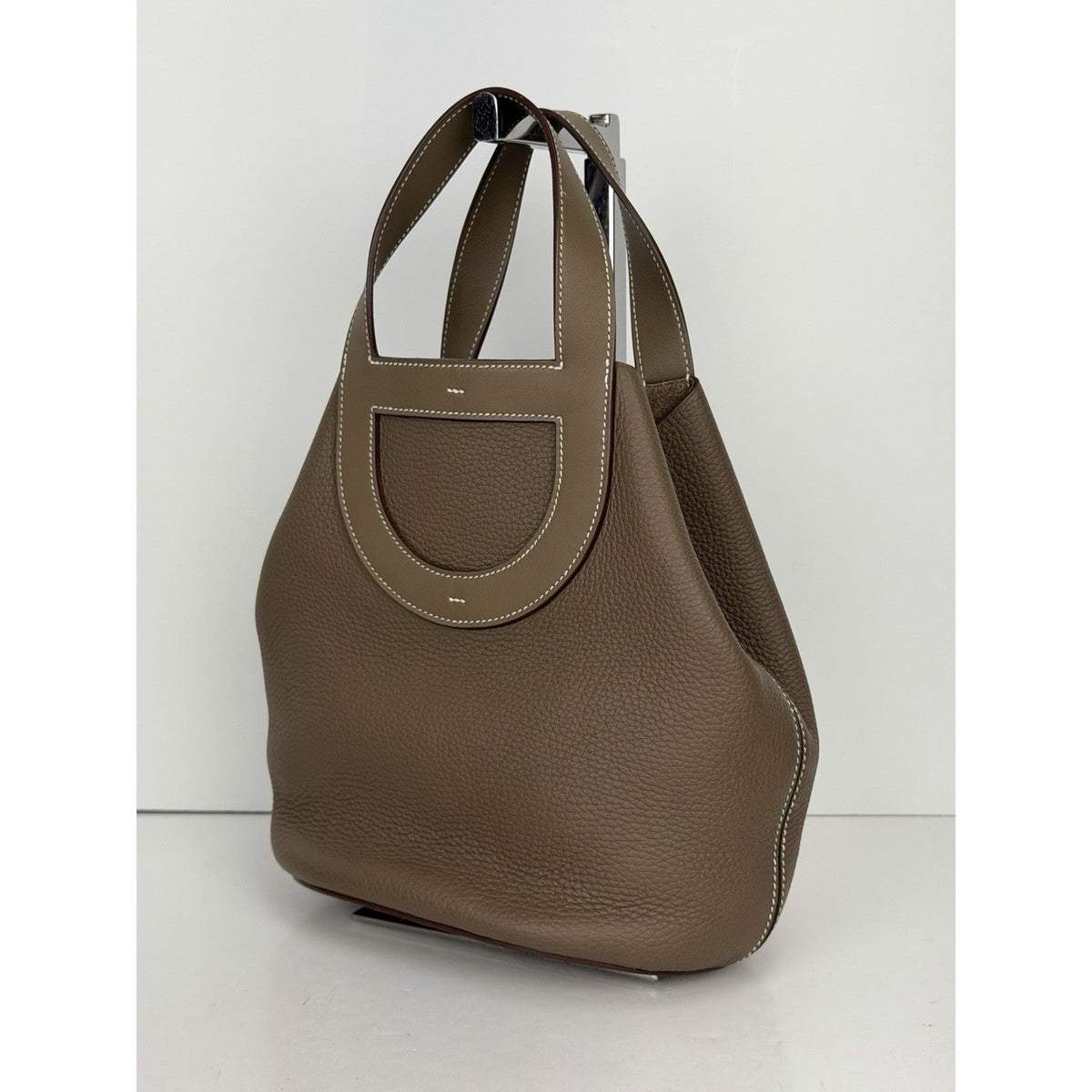 Hermes In-the-Loop 18 Top Handle Bag in Etoupe Leather Silver Hardware 2023 F1