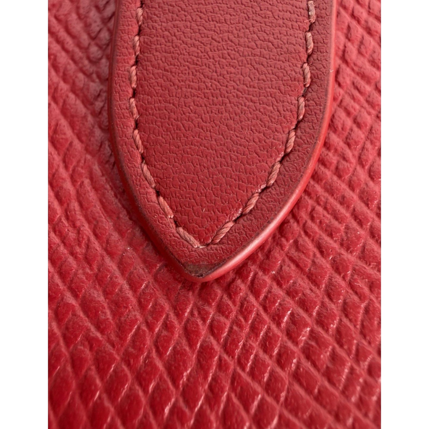 Celine Strap Wallet Medium Red Grained Calfskin Leather & Snap-Button K1