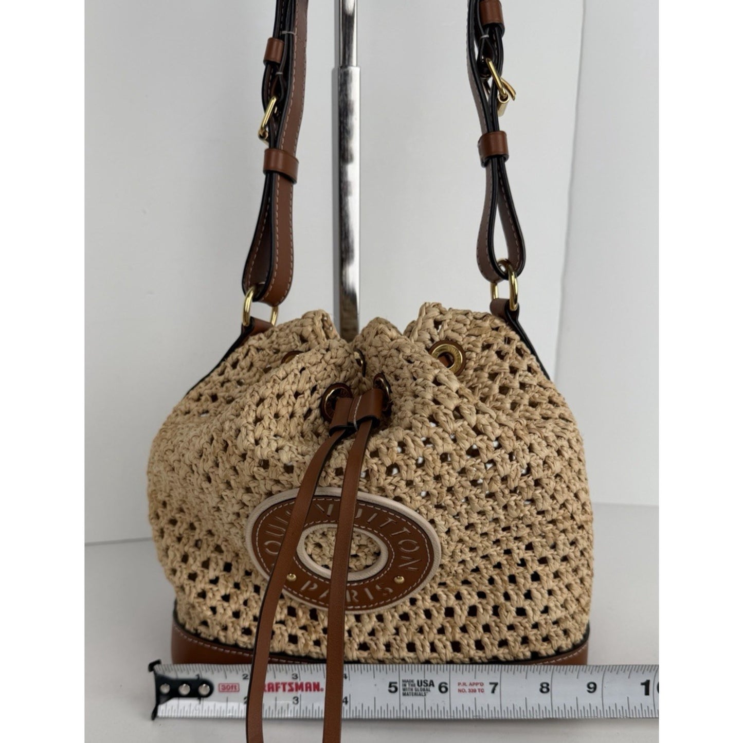 Louis Vuitton Noe BB Bag in Natural Woven Raffia with Leather Trim E-8