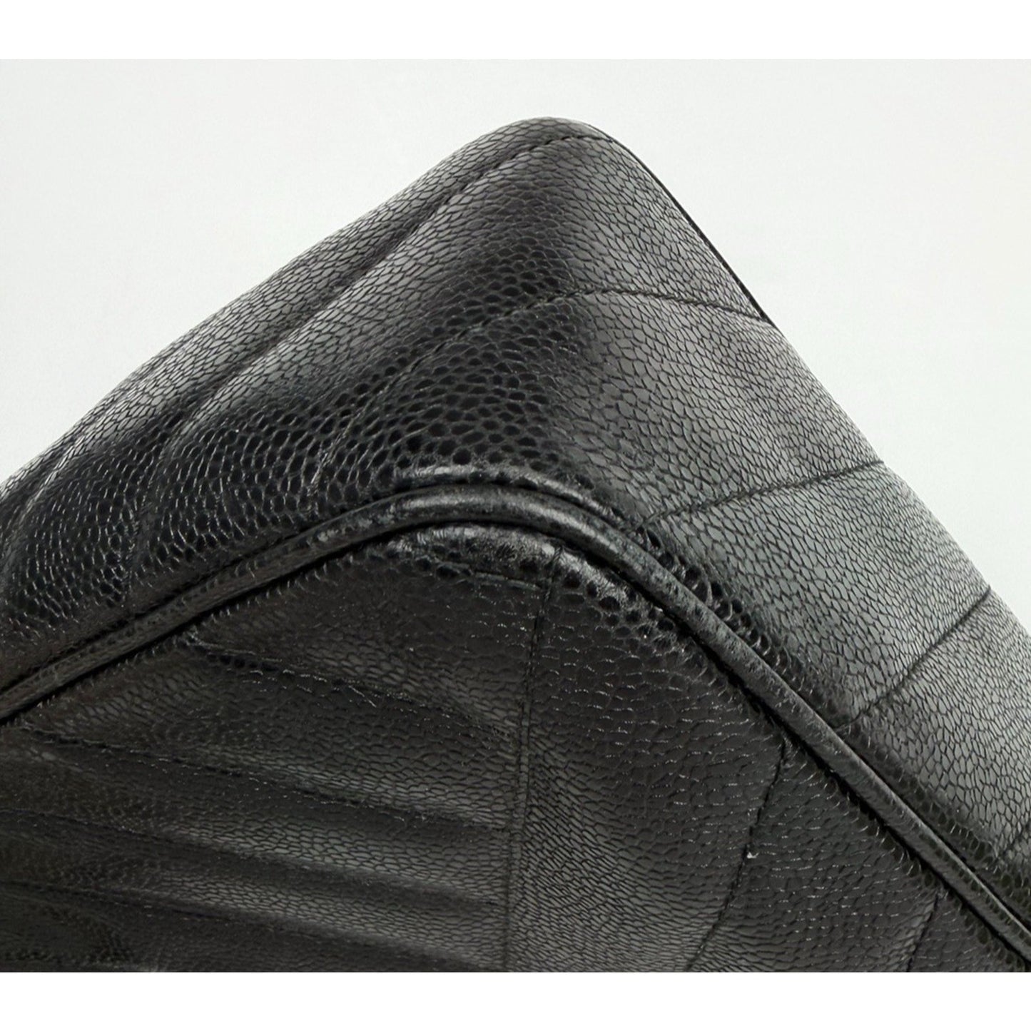 Chanel Chevron Caviar Camera Bag Large Vintage Black Quilted Leather 1991-1994 D8
