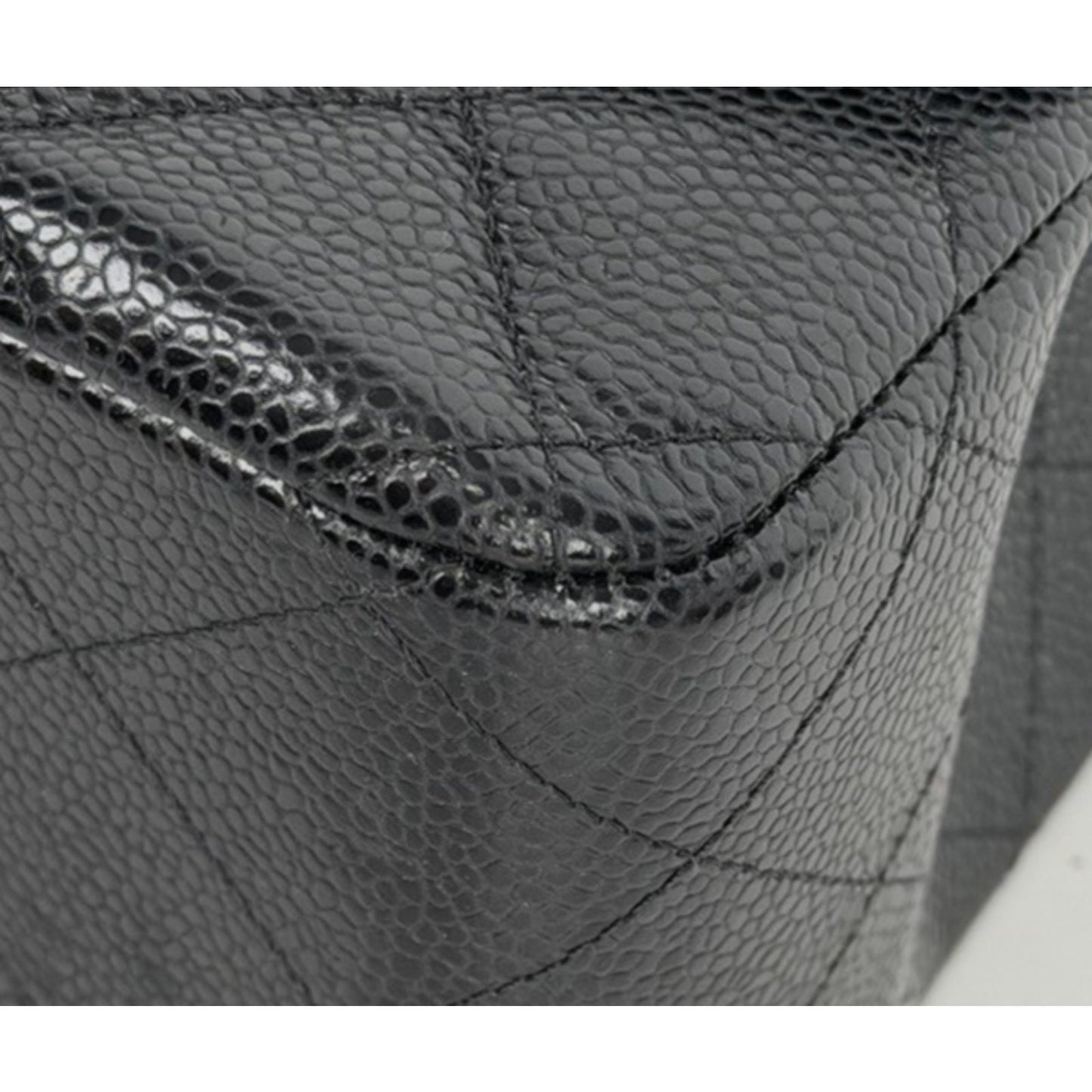 Chanel Classic Double Flap Jumbo Shoulder Bag Black Caviar Leather NFC F1