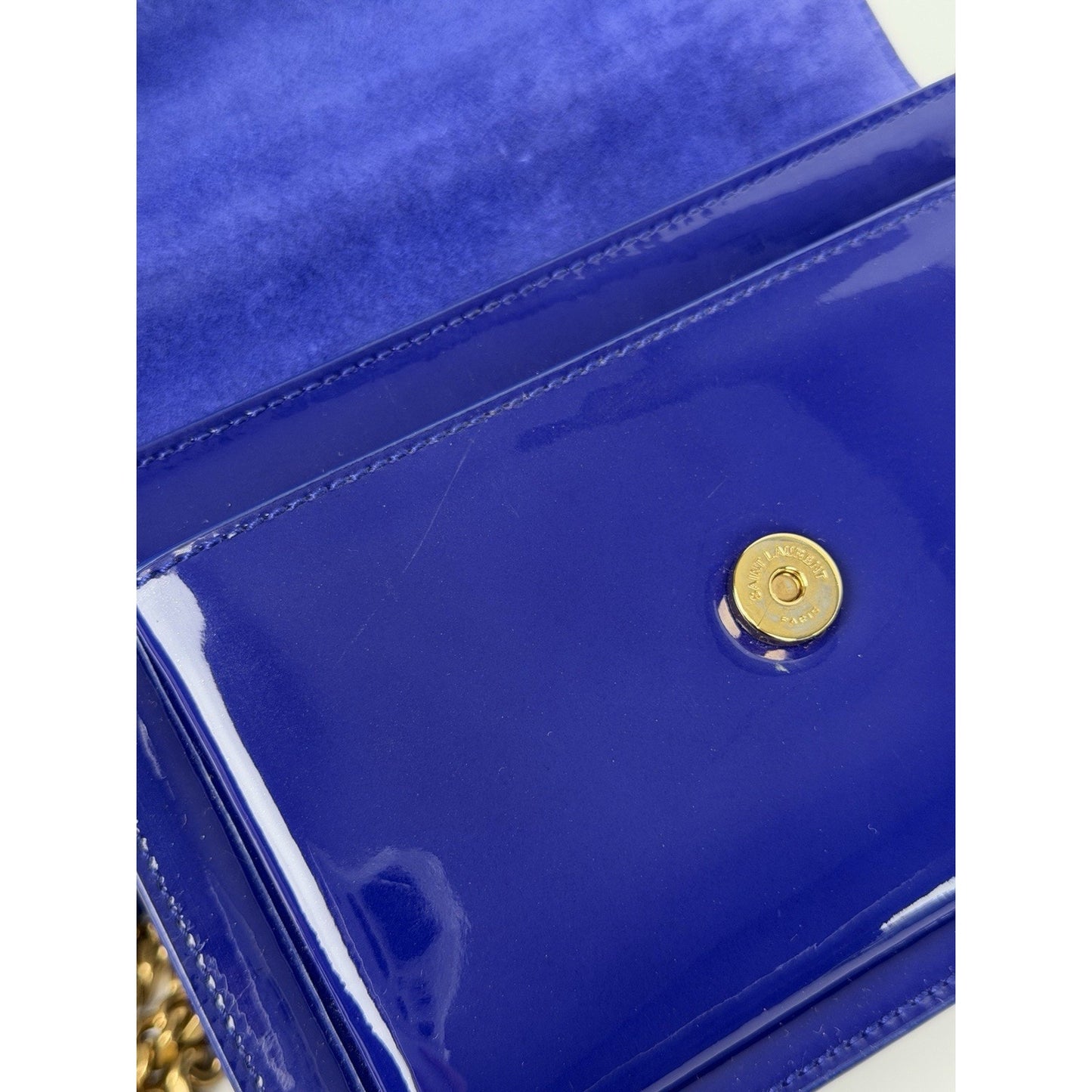 LAYAWAY Saint Laurent Patent Crossbody Small Monogram Sunset Bag in Royal Blue C3