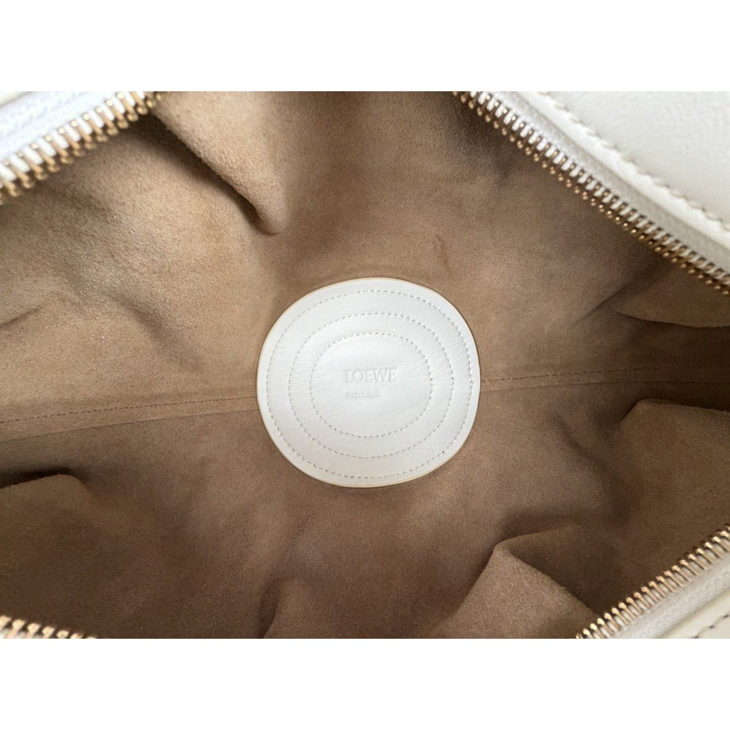 Loewe Paseo Small Bag in White Pleated Nappa Leather with Gold HW S-10