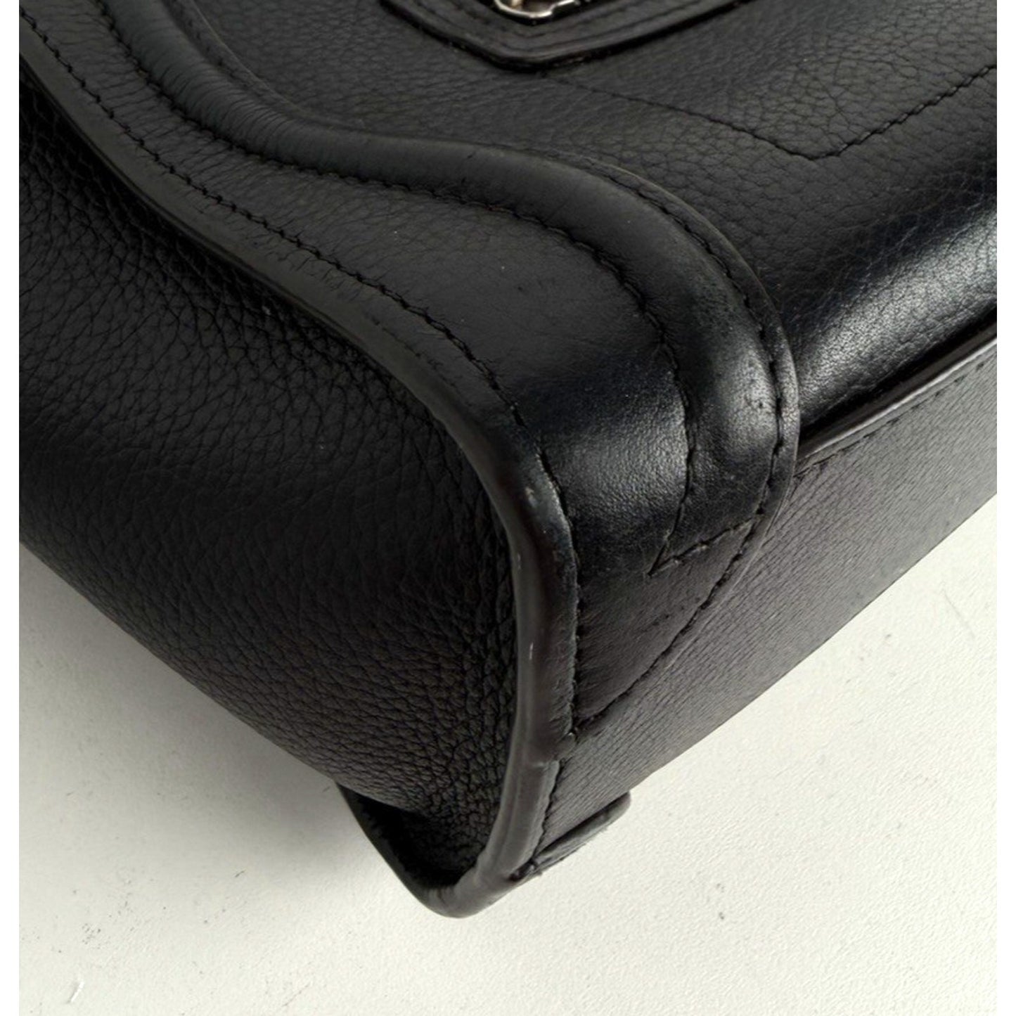 Celine Nano Luggage Bag in Black Structured Calfskin Leather S07