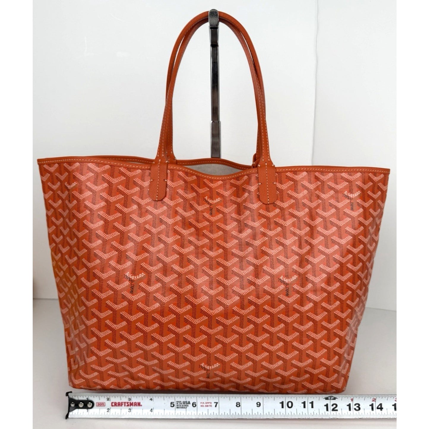 Goyard Saint Louis PM Tote Bag in Orange Goyardine Coated Canvas Leather Trim E5