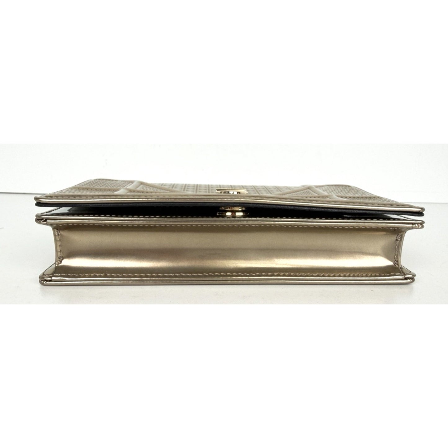 Christian Dior Cannage Diorama Small Wallet on Chain Bag in Metallic Gold S15