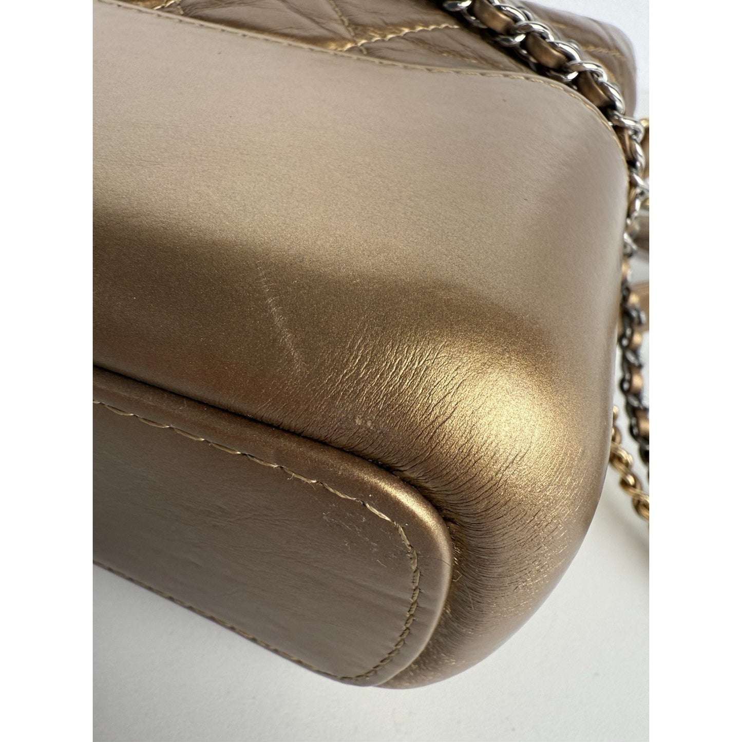 CHANEL Gabrielle Hobo Bag Quilted Gold Calfskin Gold Silver Hardware