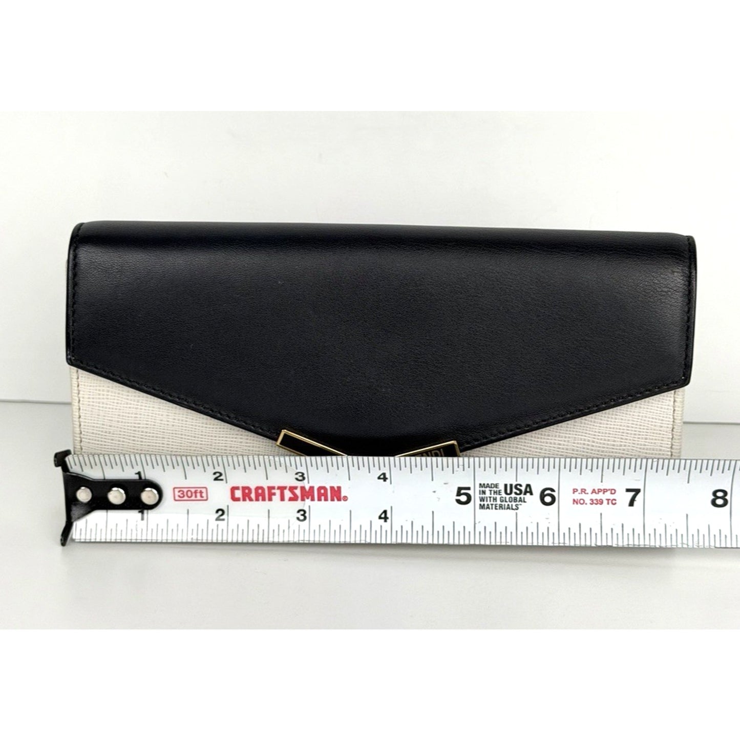 Fendi Envelope Long Wallet in White and Black Leather